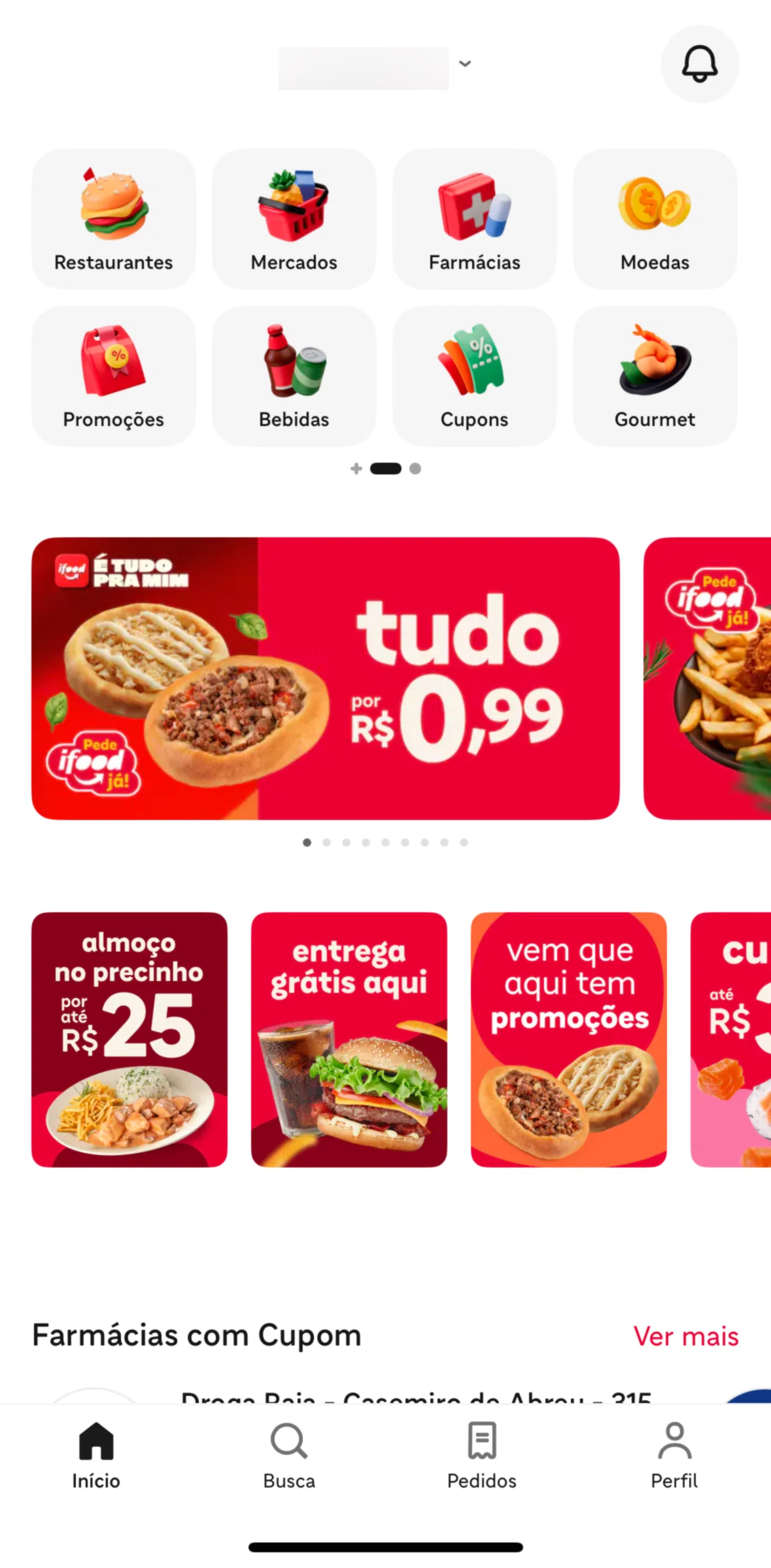 iFood Screen screen in the Restaurants flow