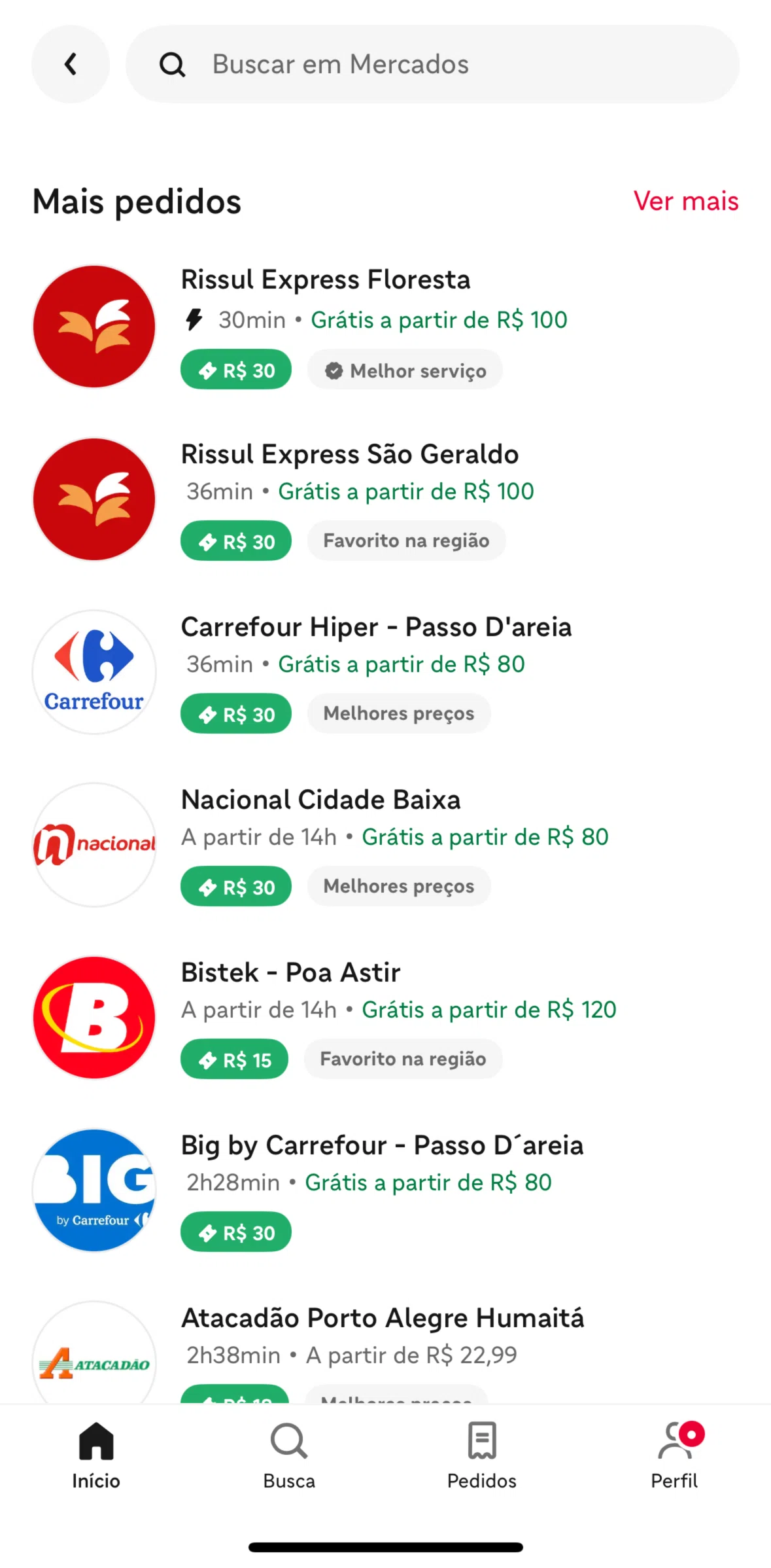 iFood Screen screen in the Store detail flow