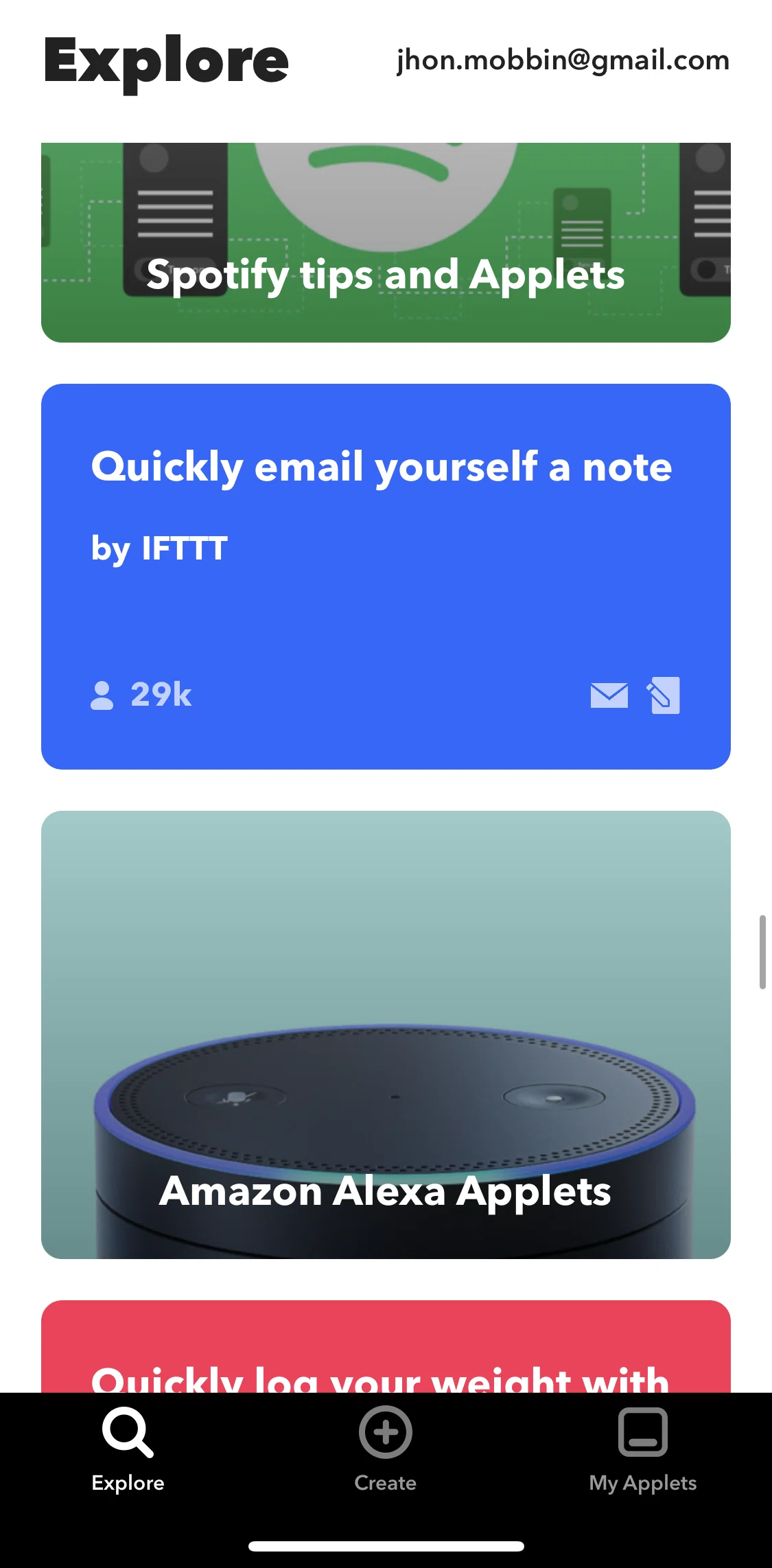 Ifttt Screen screen in the Applet detail flow