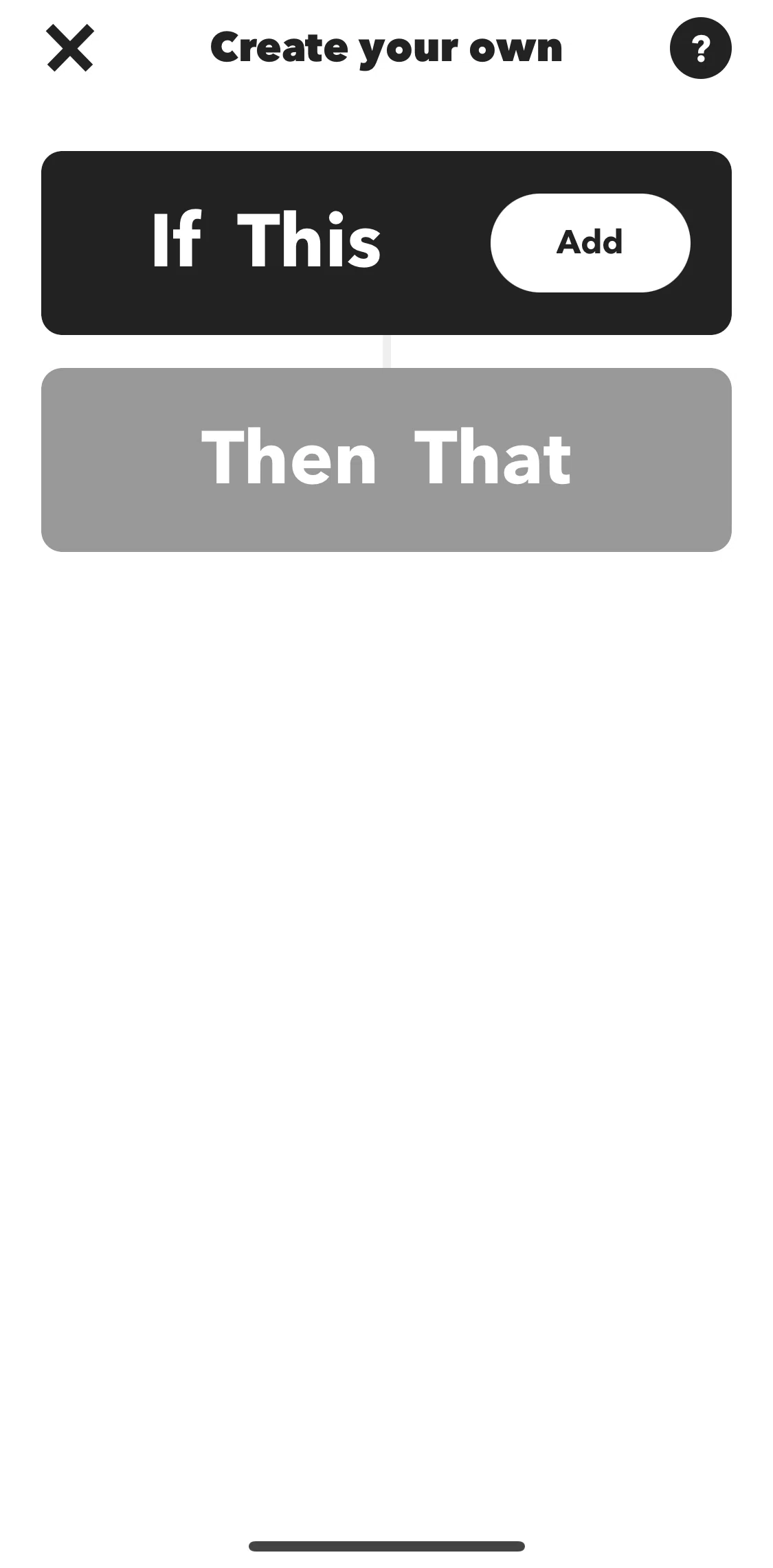 Ifttt Screen screen in the Creating an Applet flow