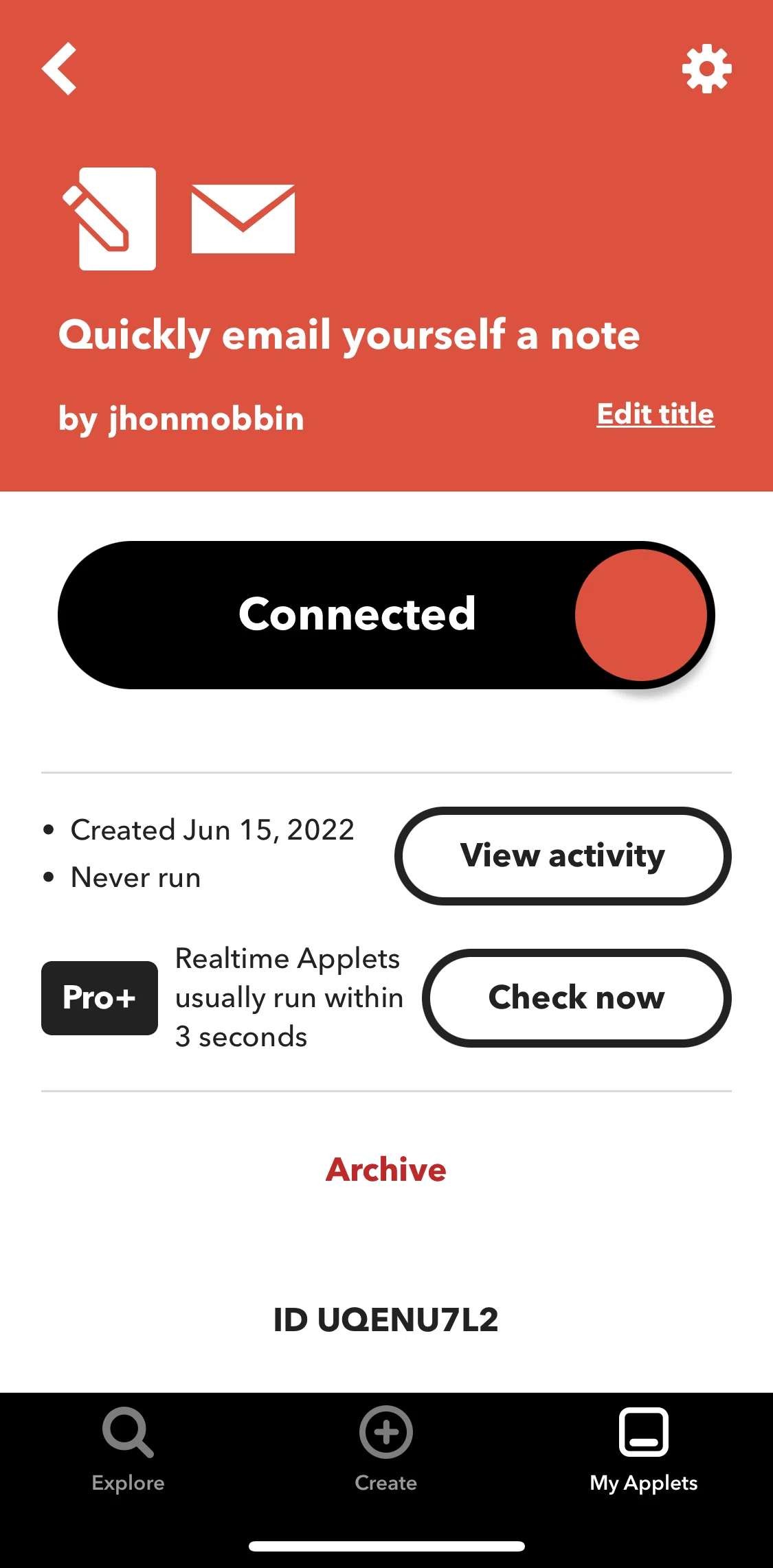 Ifttt Screen screen in the Editing title flow