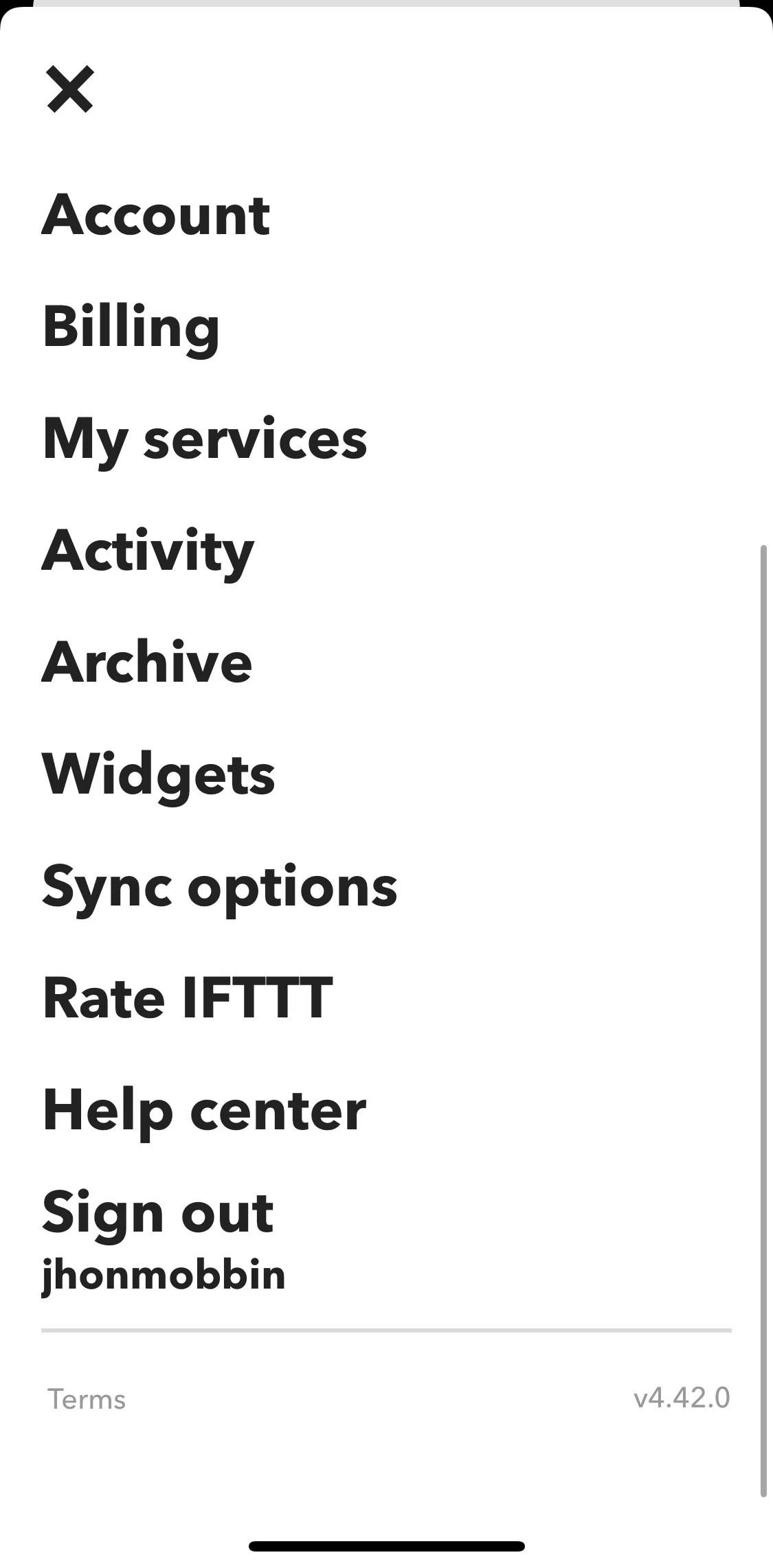 Ifttt Screen screen in the Help center flow