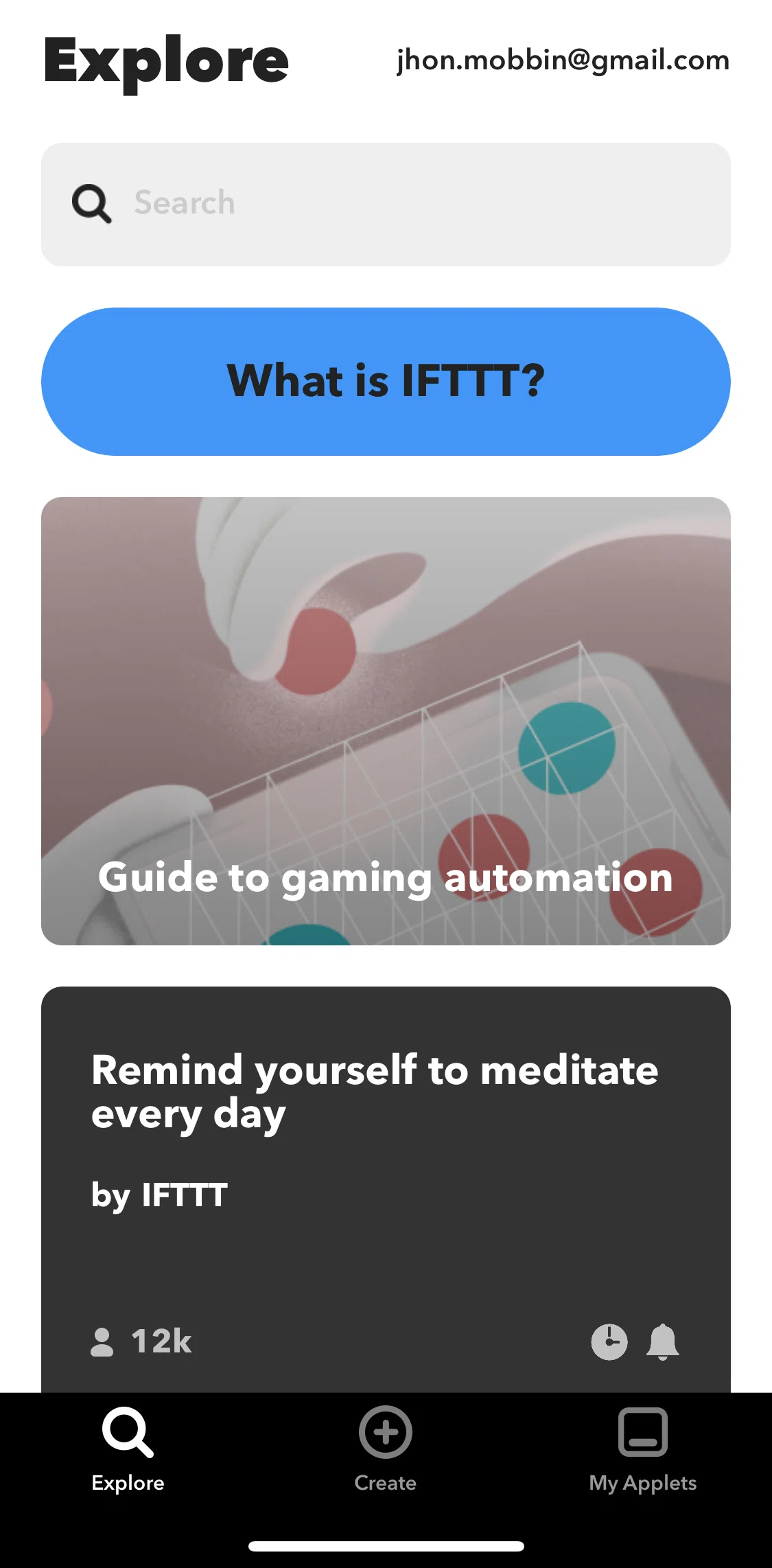 Ifttt Screen screen in the Searching IFTTT flow