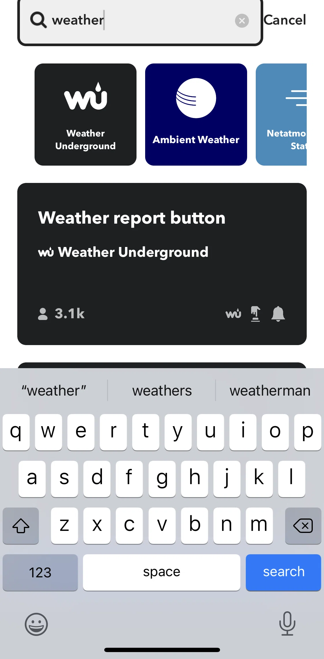 Ifttt Screen screen in the Service detail flow
