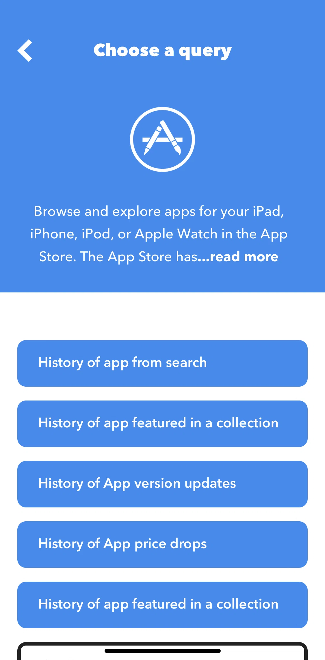 Ifttt Screen screen in the Suggesting a new query flow