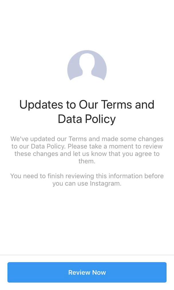 Igtv Screen screen in the Privacy Terms Update flow