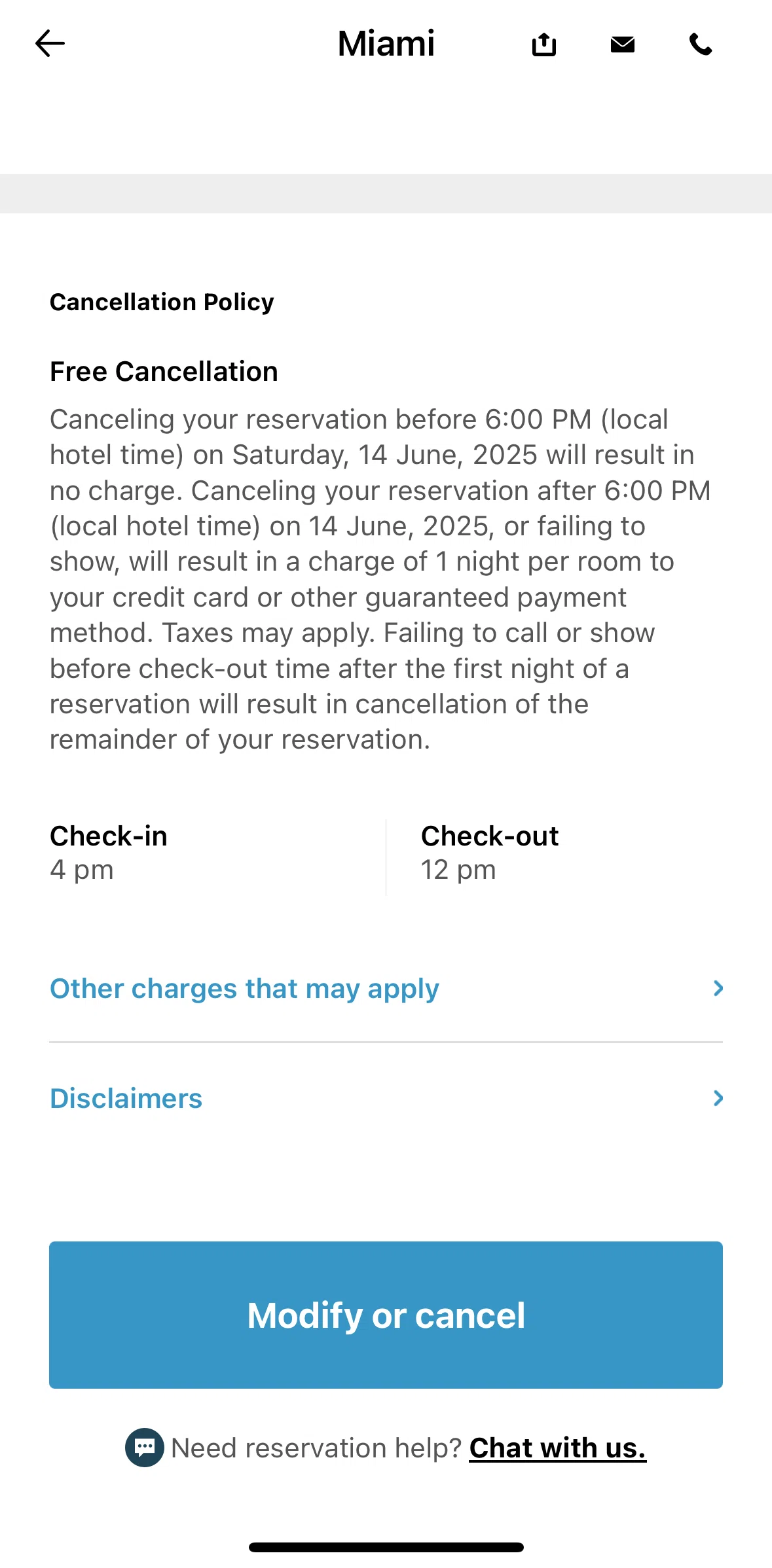 IHG Hotels & Rewards Screen screen in the Canceling a reservation flow