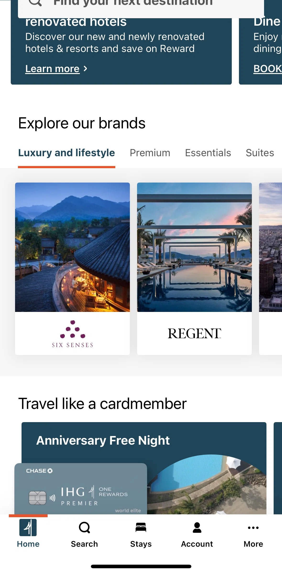 IHG Hotels & Rewards Screen screen in the Hotel brand flow