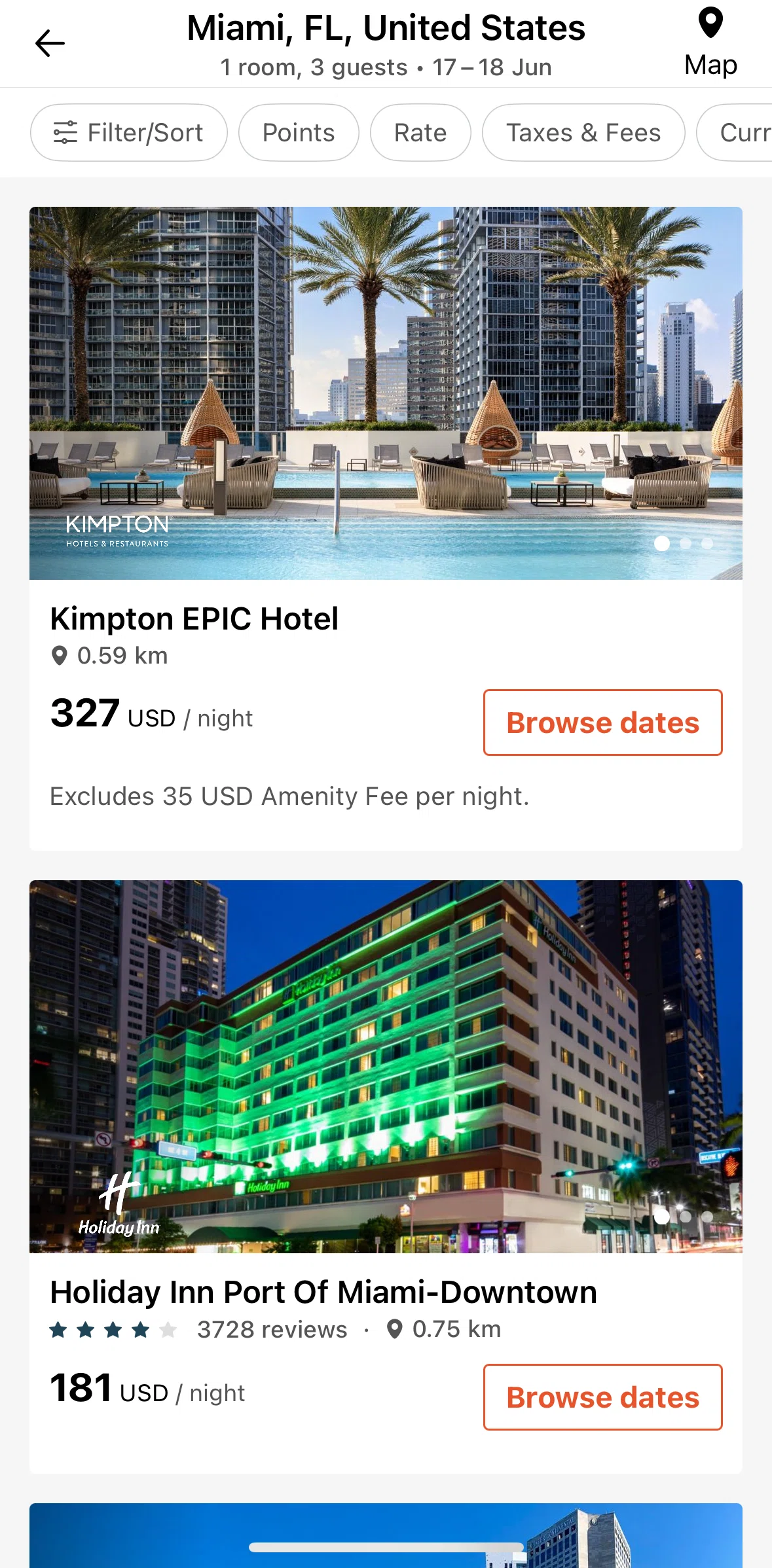 IHG Hotels & Rewards Screen screen in the Hotel detail flow