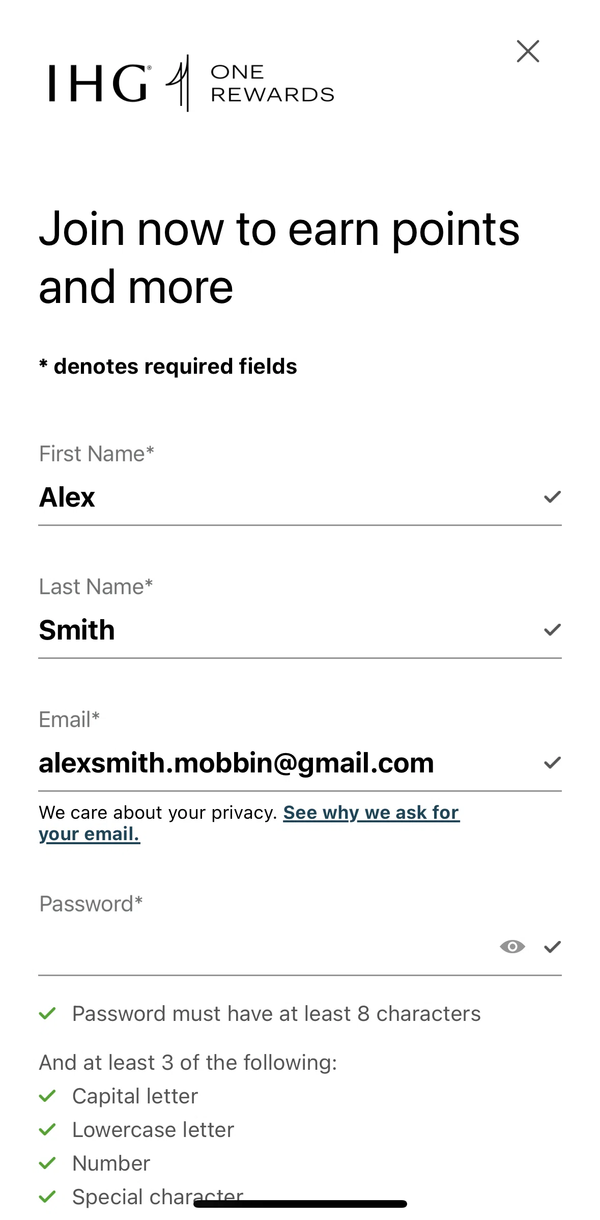 IHG Hotels & Rewards Screen screen in the How my email is used flow