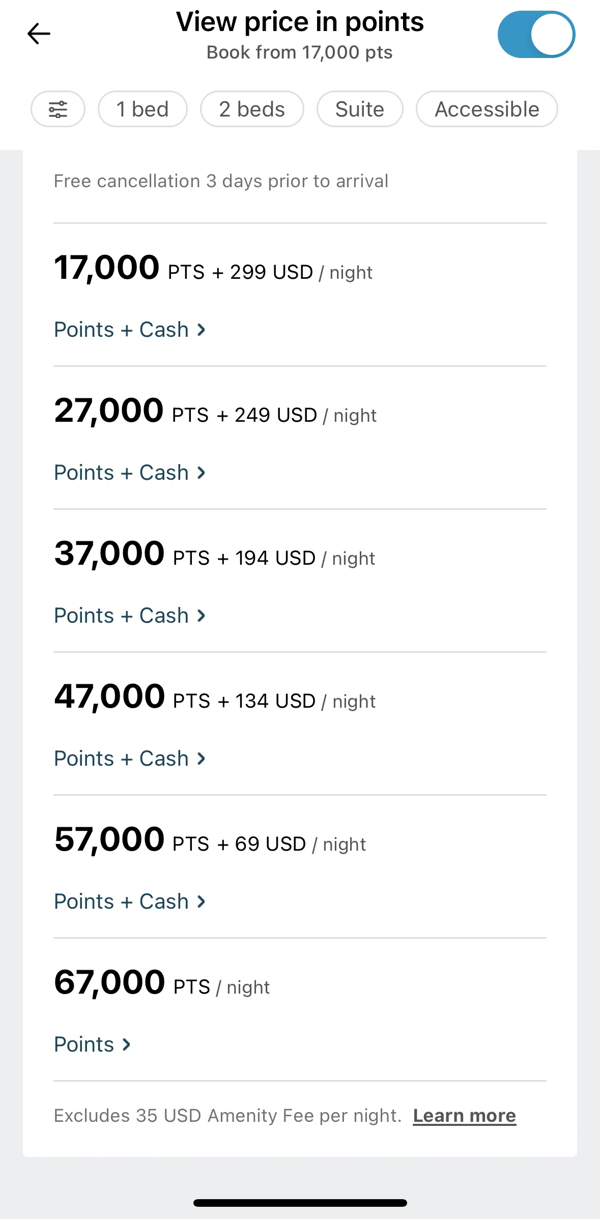 IHG Hotels & Rewards Screen screen in the Points detail flow