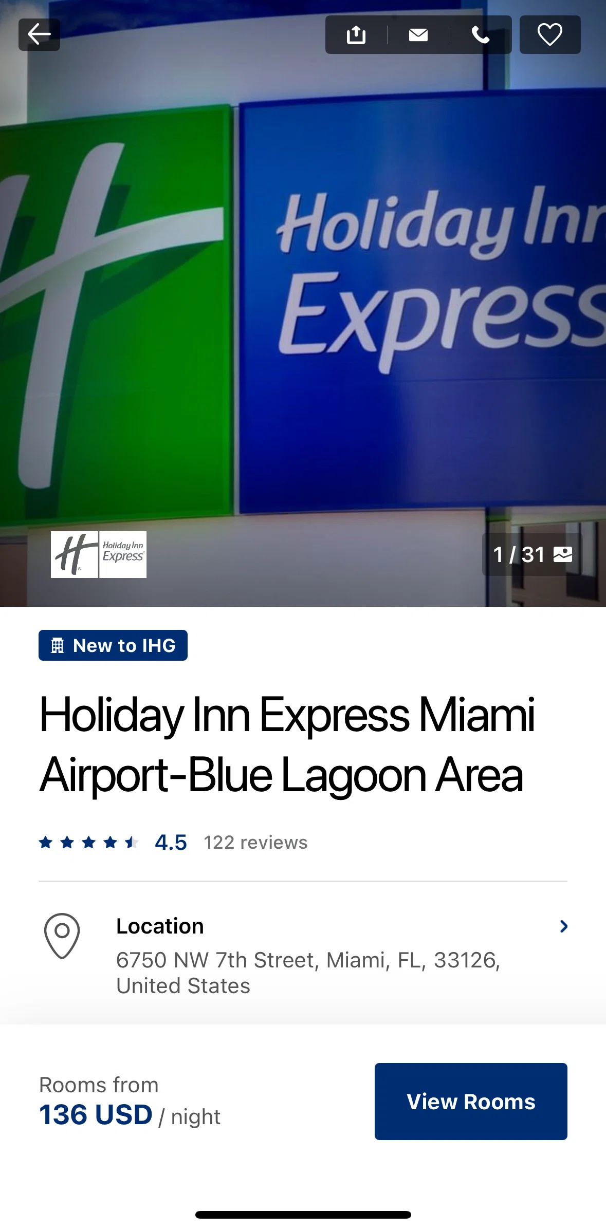 IHG Hotels & Rewards Screen screen in the Reviews flow