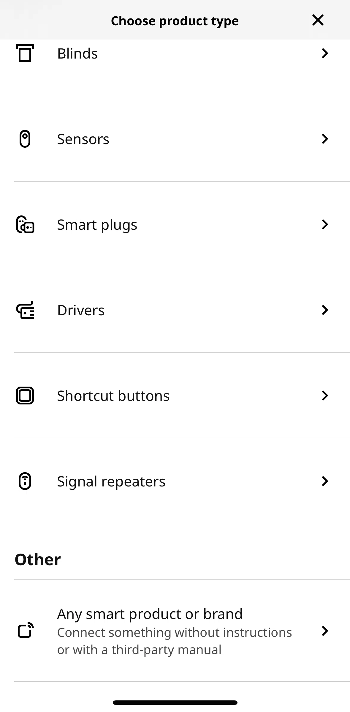 IKEA Home smart Screen screen in the Add a third-party product flow