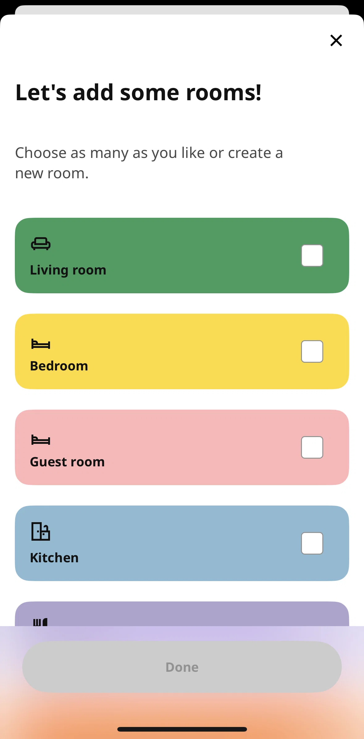 IKEA Home smart Screen screen in the Creating a room flow