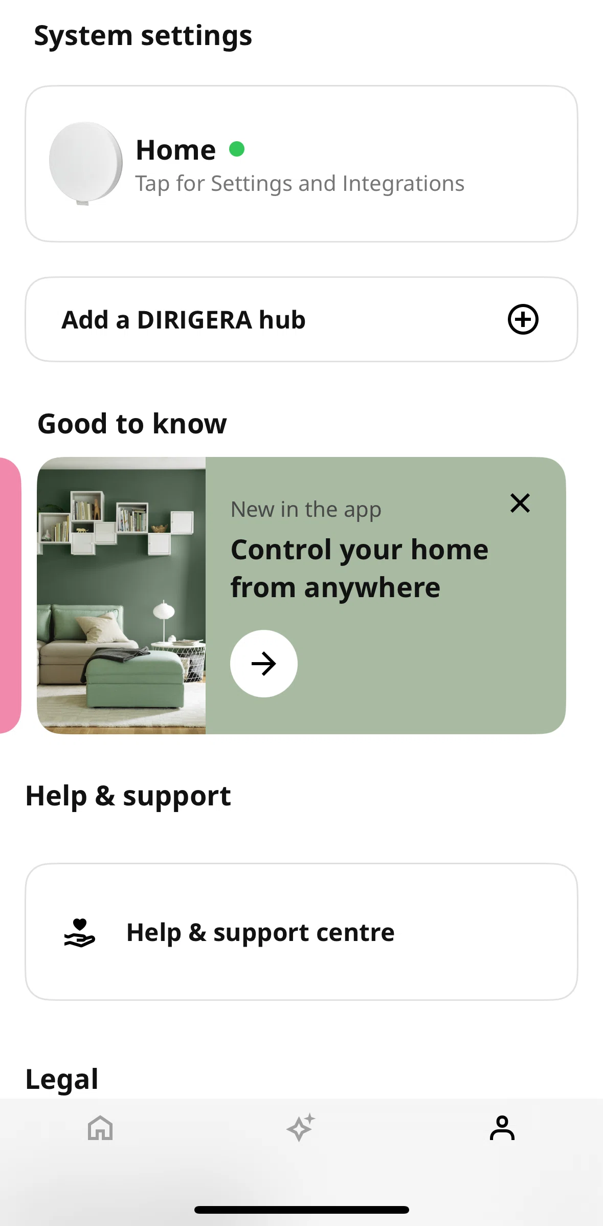 IKEA Home smart Screen screen in the Feature detail flow