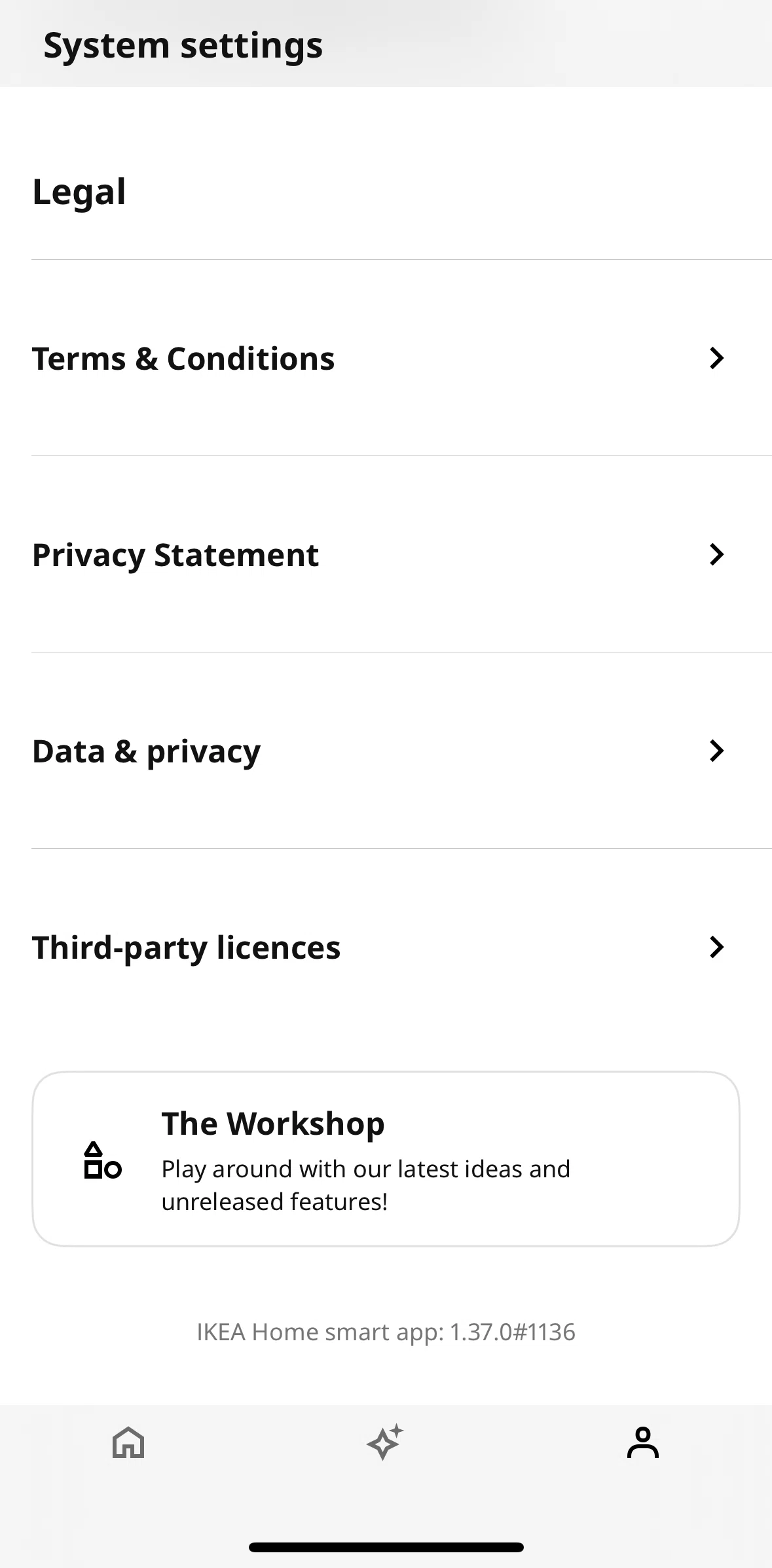 IKEA Home smart Screen screen in the Rating a workshop feature flow