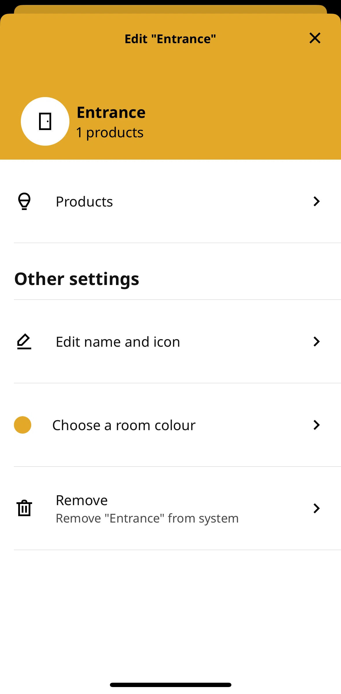 IKEA Home smart Screen screen in the Removing a room flow