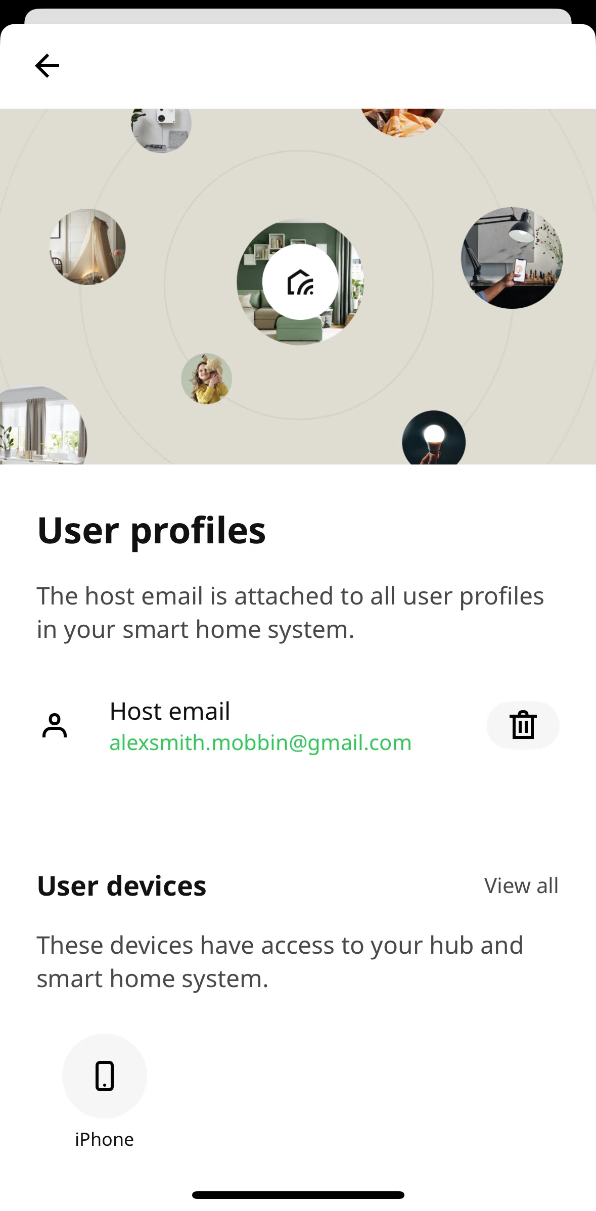 IKEA Home smart Screen screen in the User devices flow