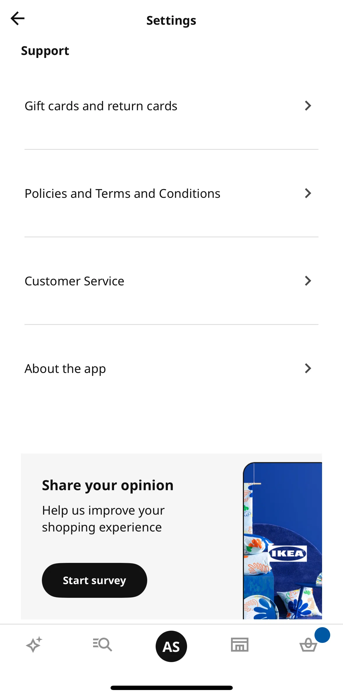 Ikea Screen screen in the About app flow