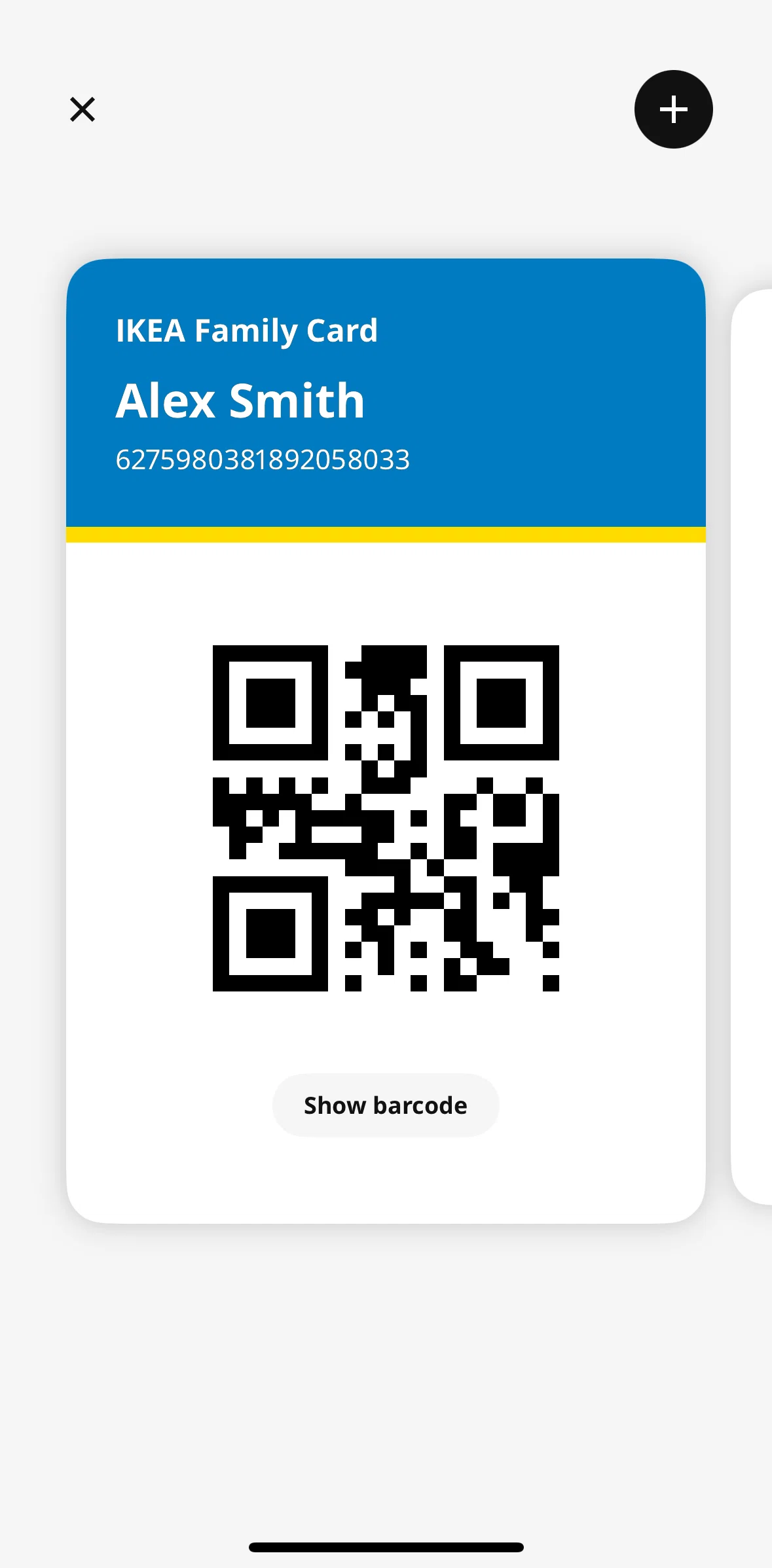 Ikea Screen screen in the Add a gift or refund card flow