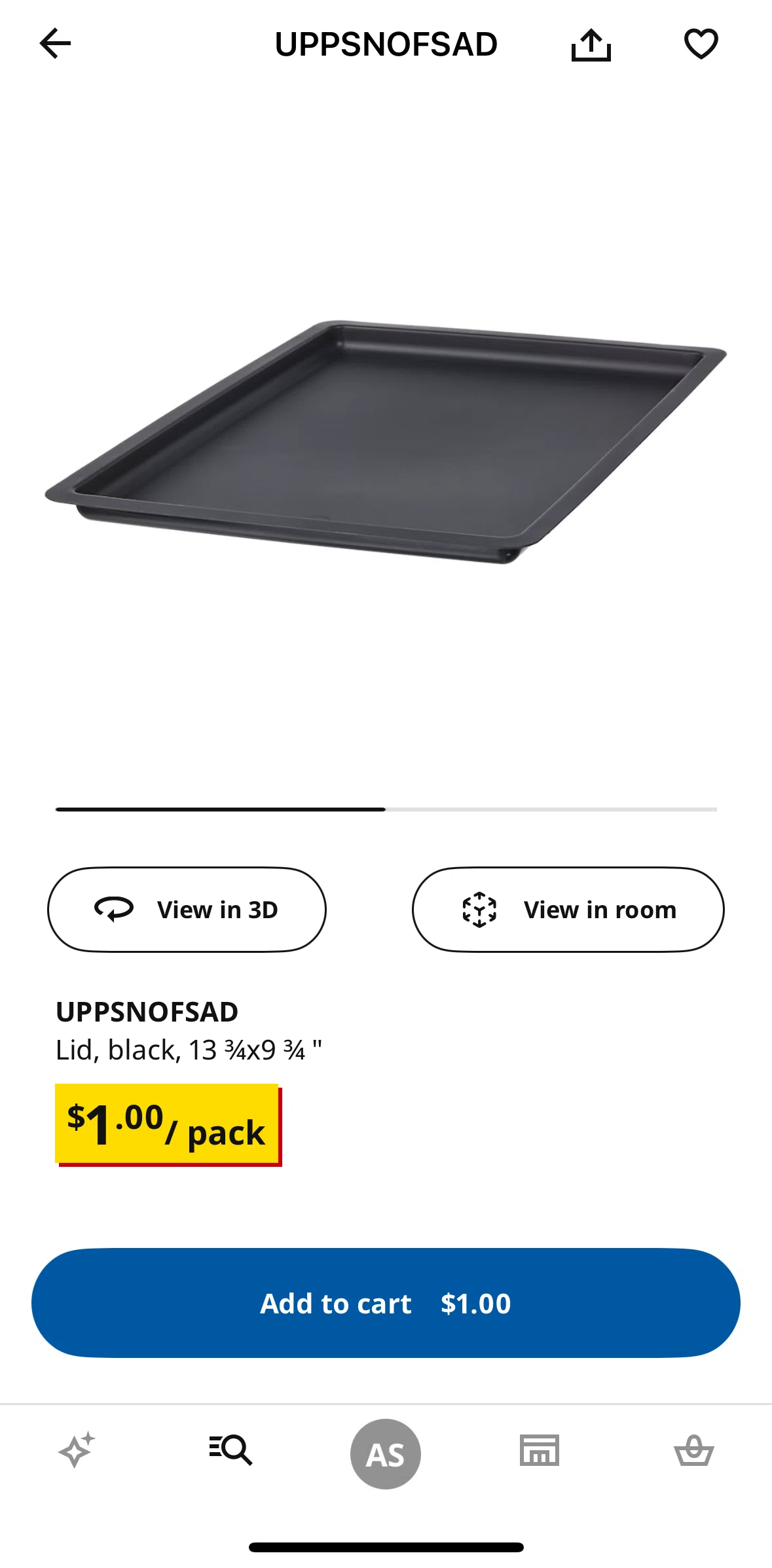 Ikea Screen screen in the Adding to cart flow