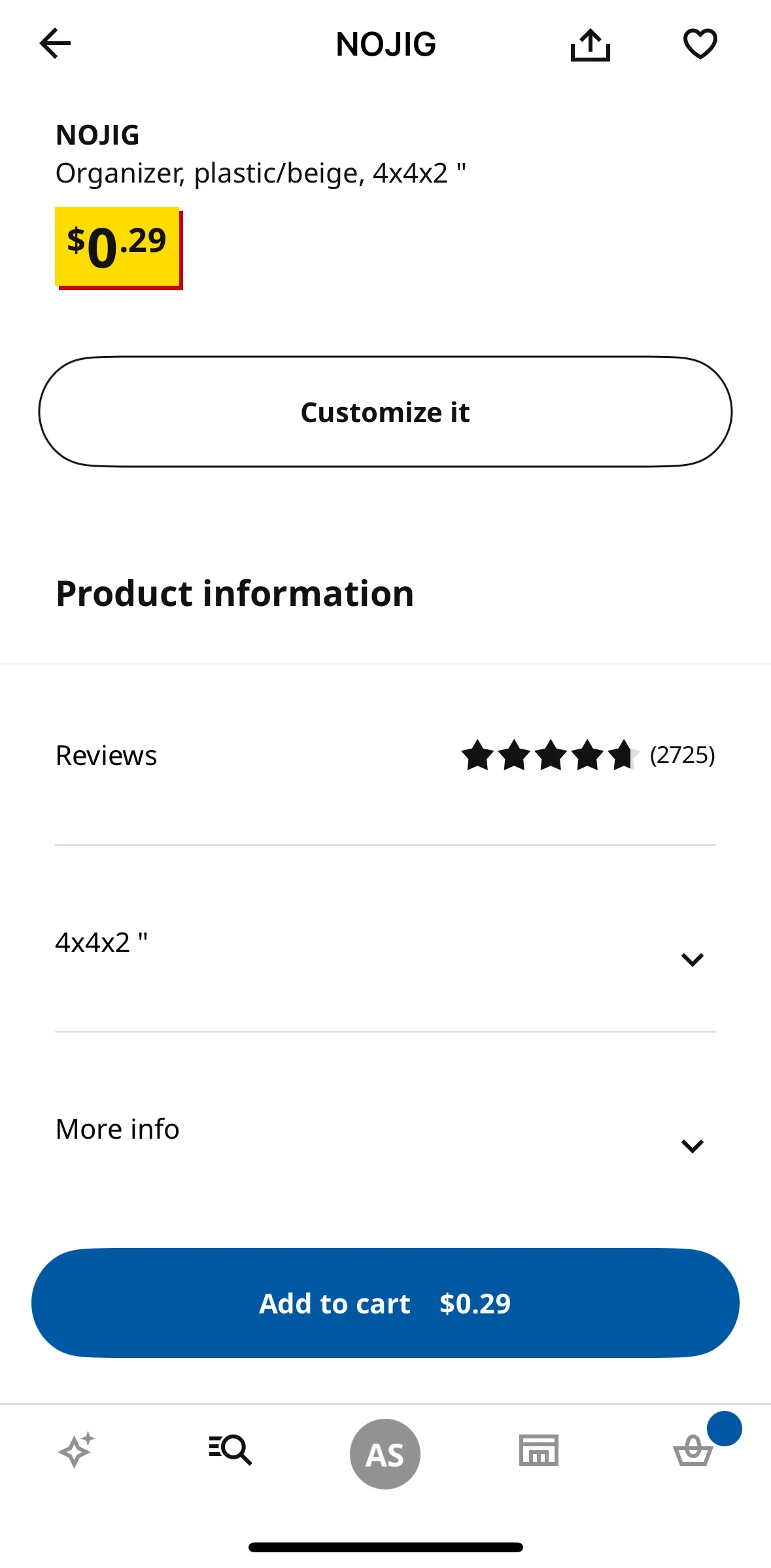 Ikea Screen screen in the Customizing a product flow