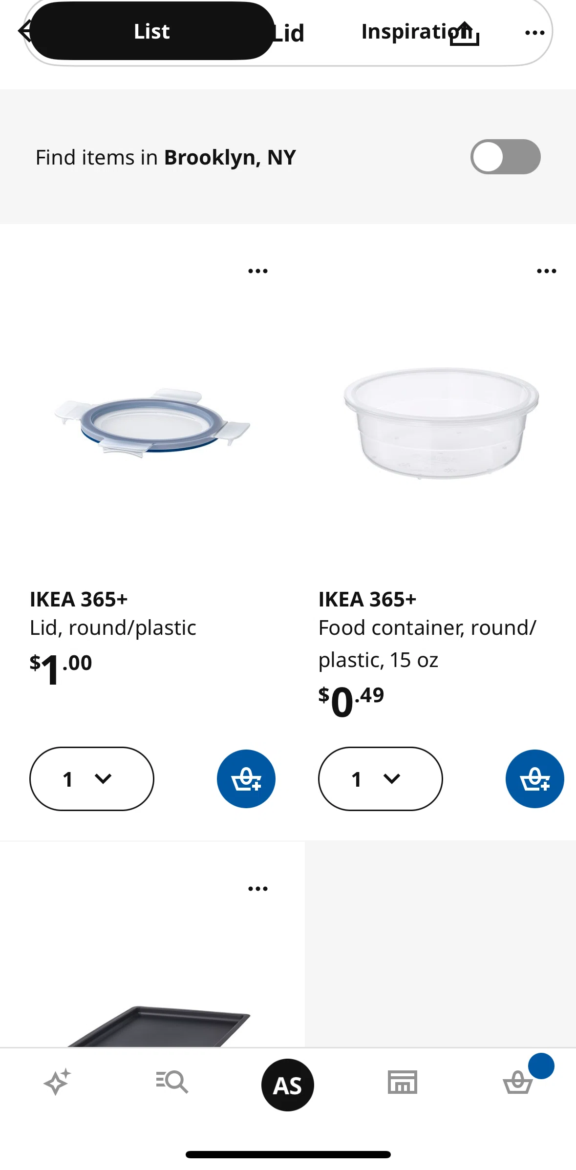 Ikea Screen screen in the Enabling store-based items flow