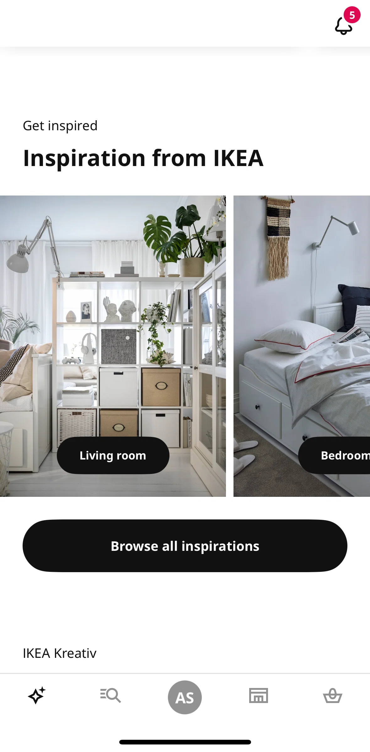 Ikea Screen screen in the Filtering inspirations flow
