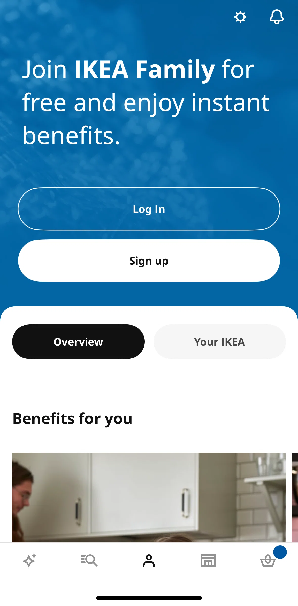 Ikea Screen screen in the Logging in flow