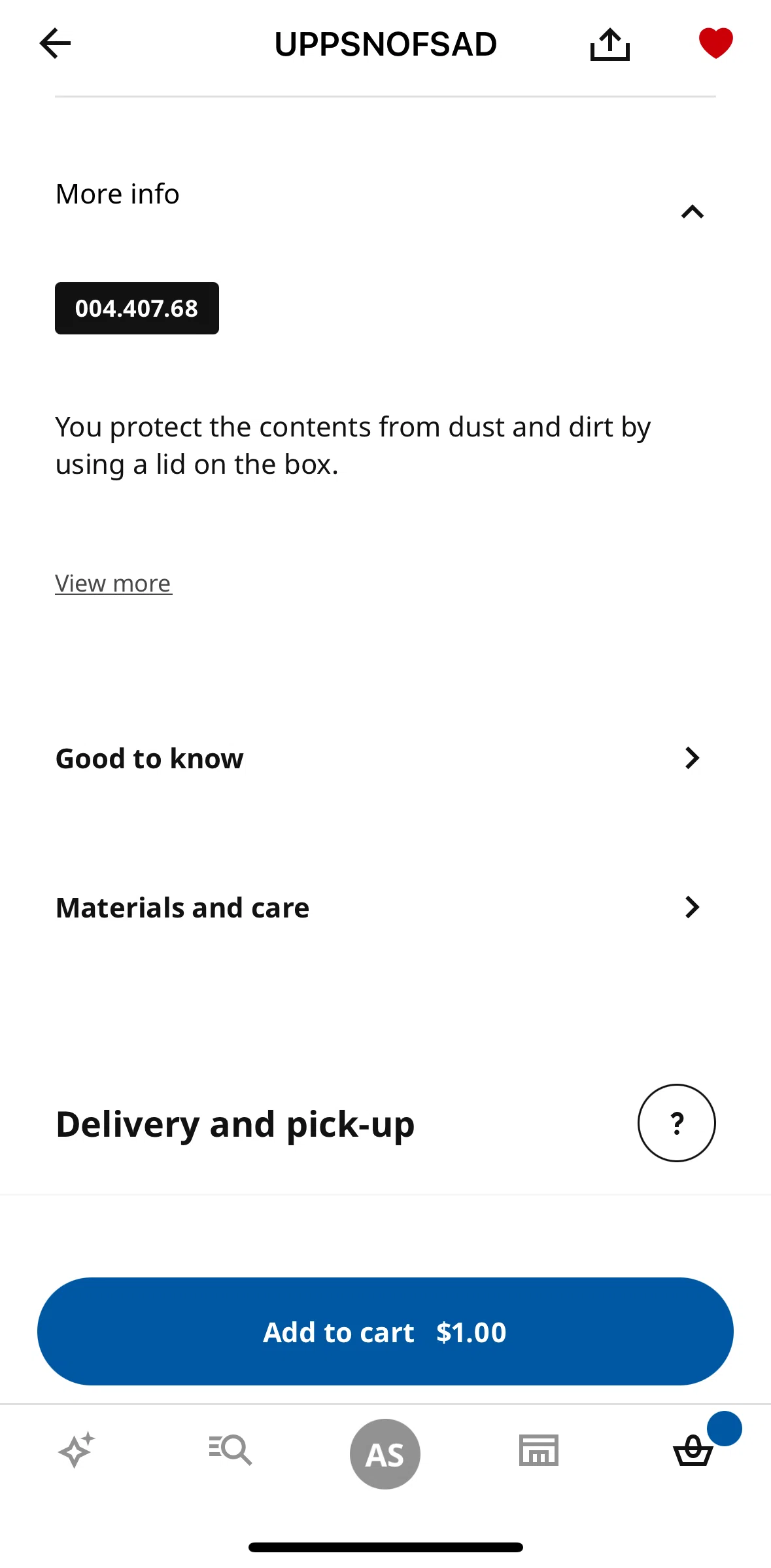 Ikea Screen screen in the Material and care flow