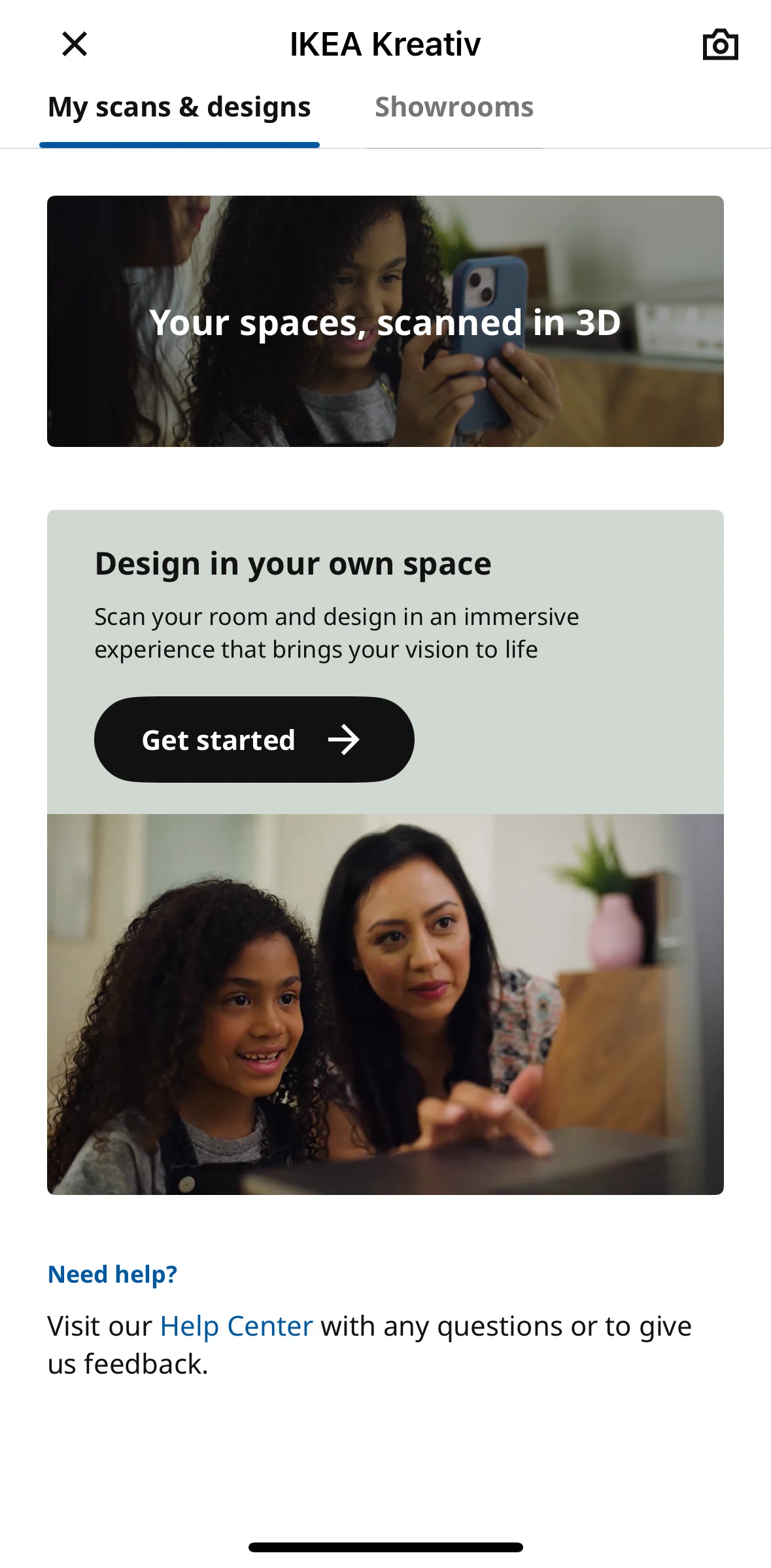 Ikea Screen screen in the My scans & designs flow