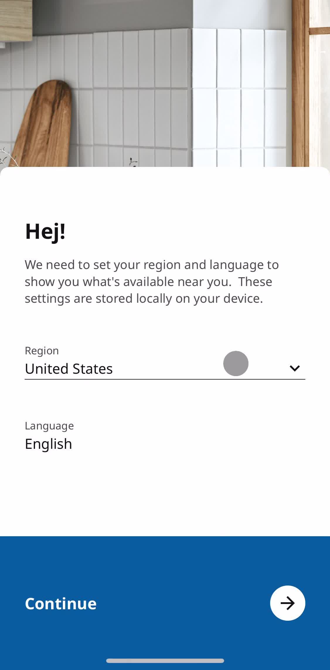 Ikea Set location screen in the Onboarding flow