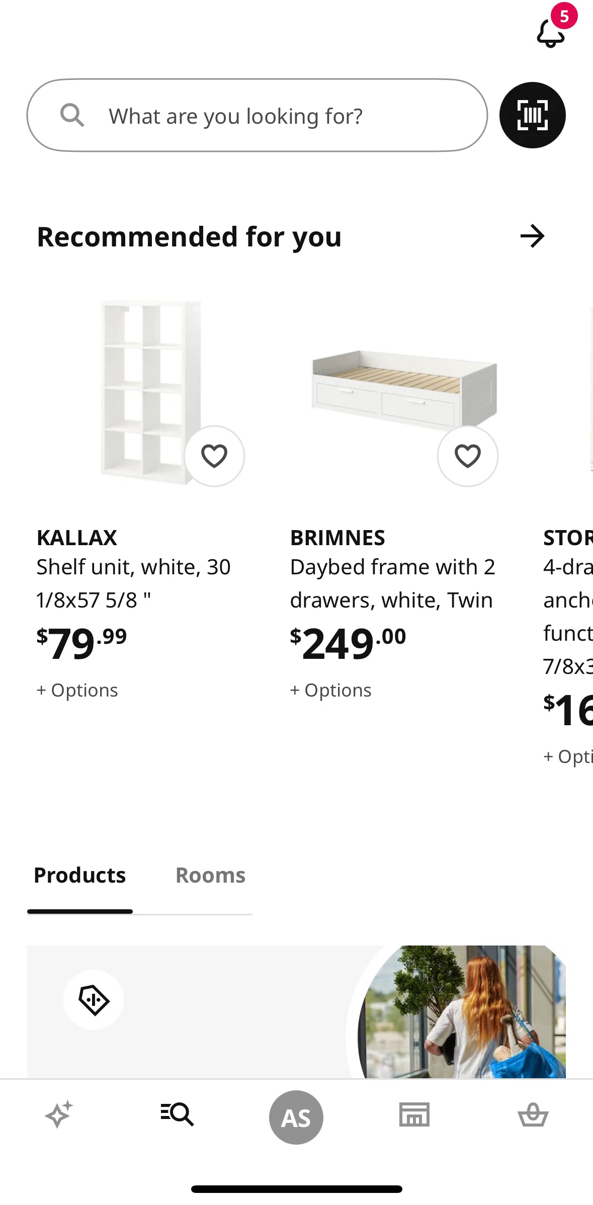 Ikea Screen screen in the Recommended for you flow