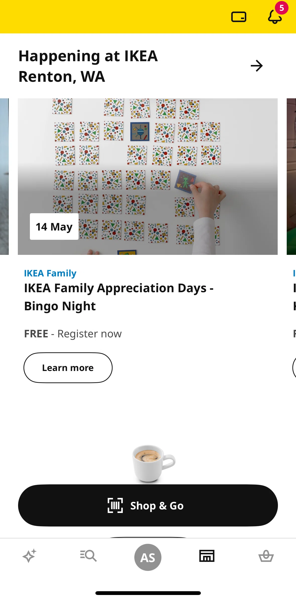 Ikea Screen screen in the Registering to an event flow