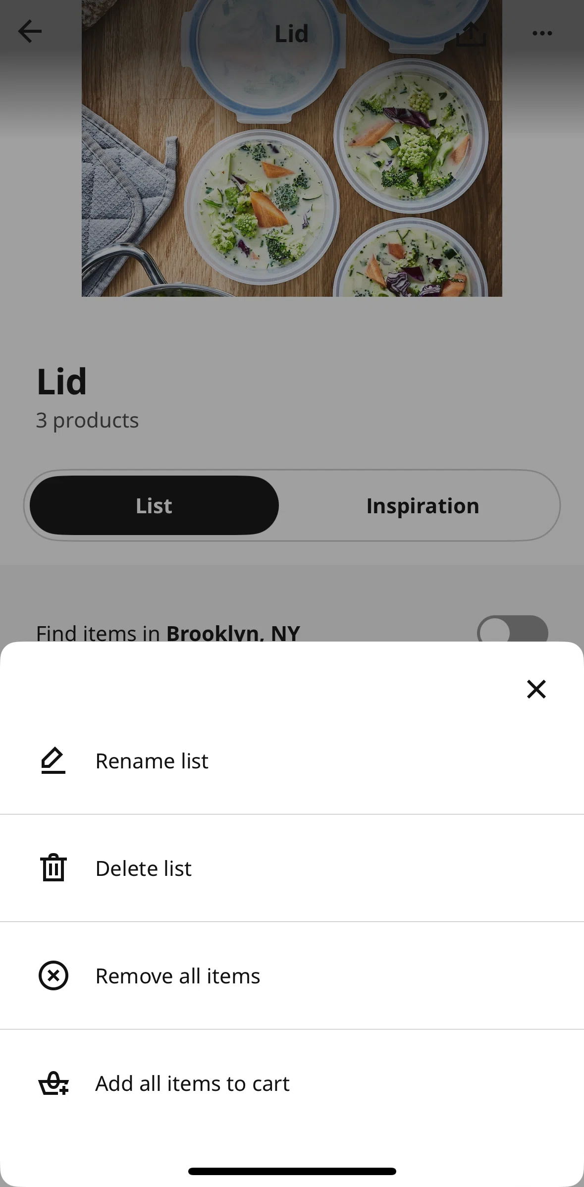 Ikea Screen screen in the Removing all items flow