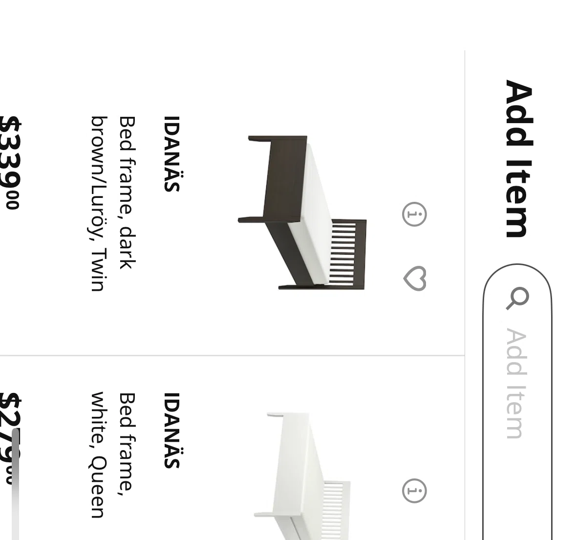 Ikea Screen screen in the Searching an item flow