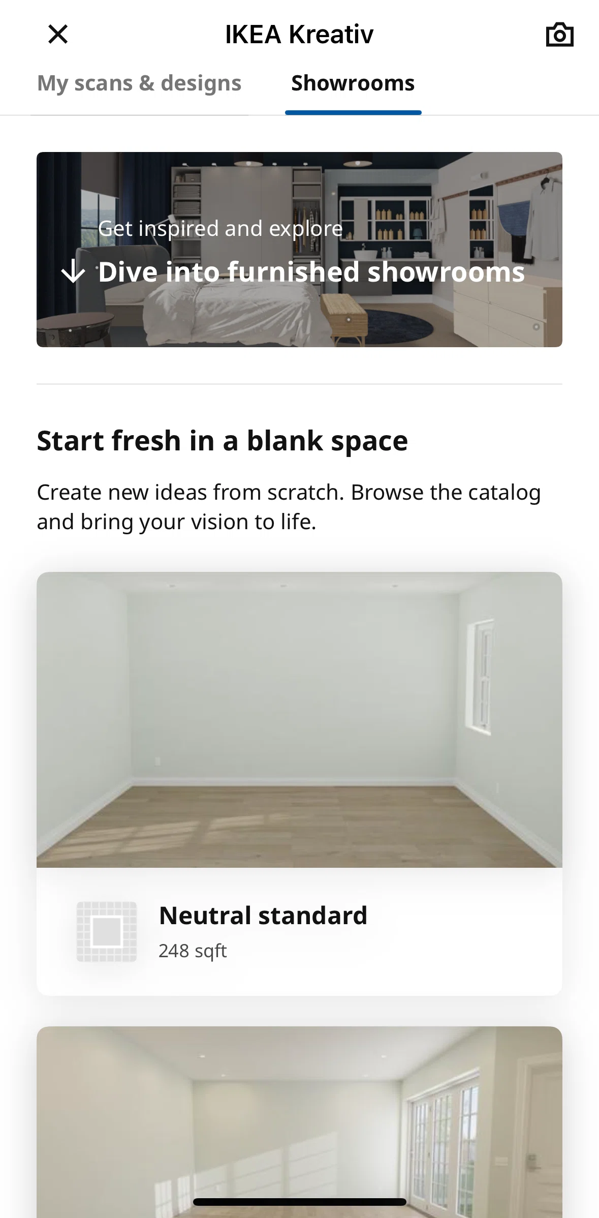 Ikea Screen screen in the Showrooms flow