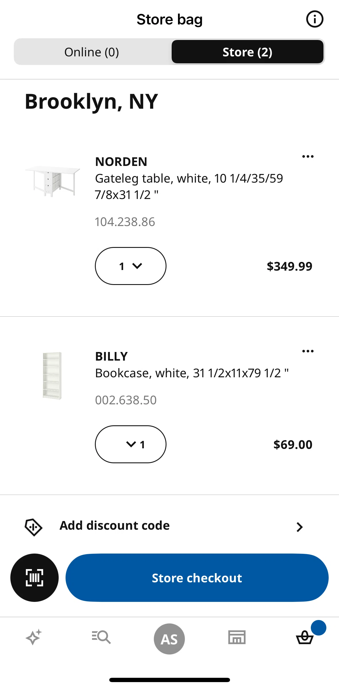 Ikea Screen screen in the Store checkout flow