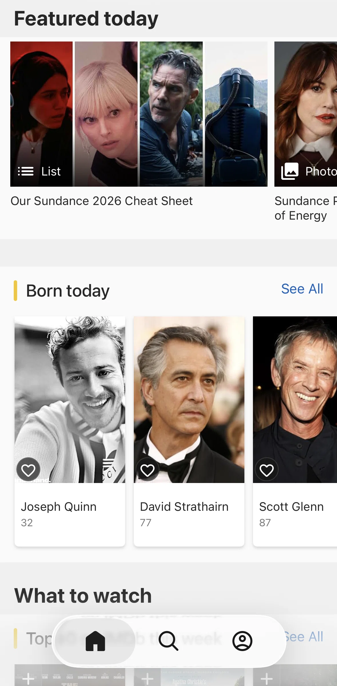 IMDb Screen screen in the Born today flow