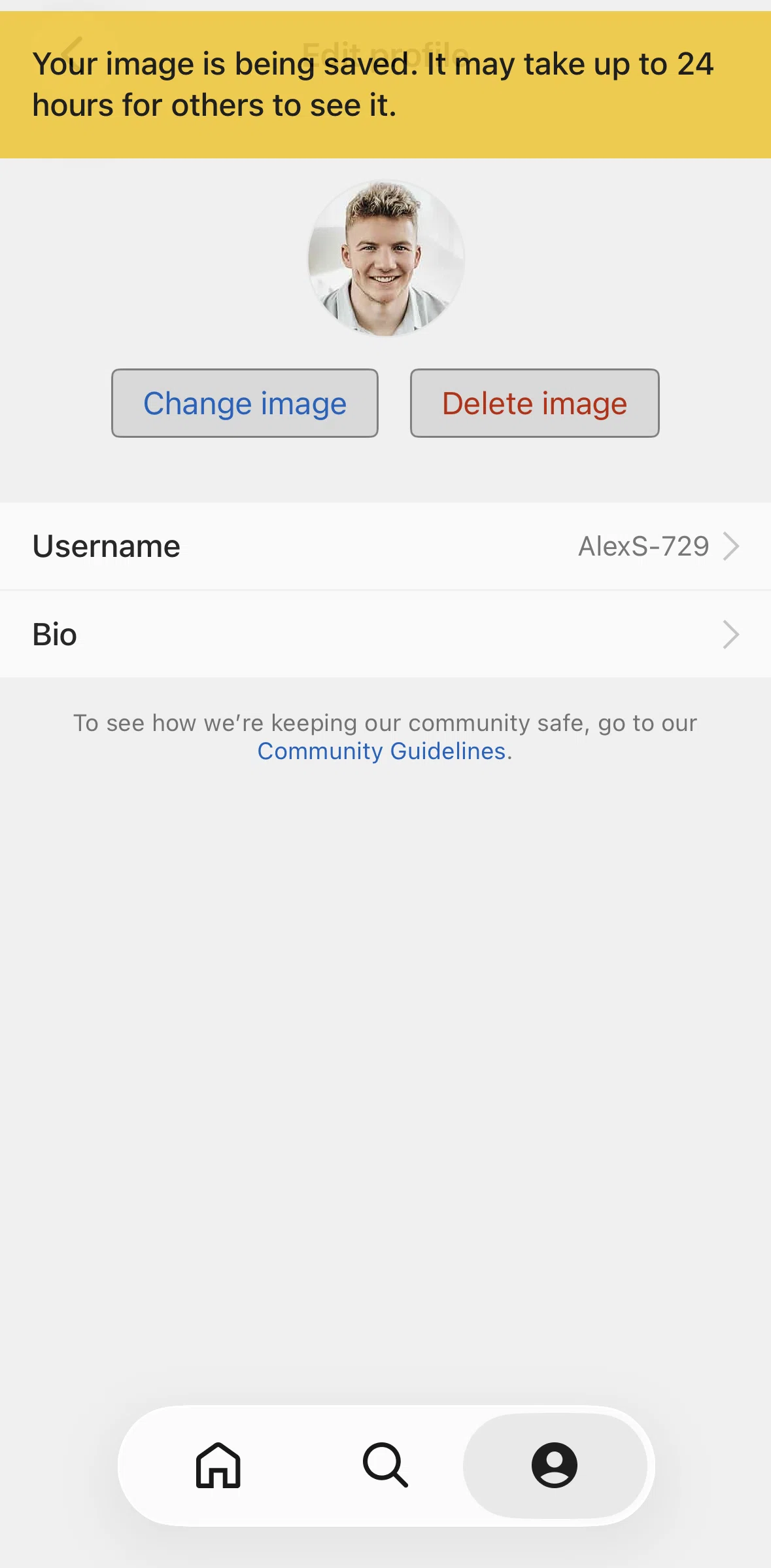 IMDb Screen screen in the Editing a username flow