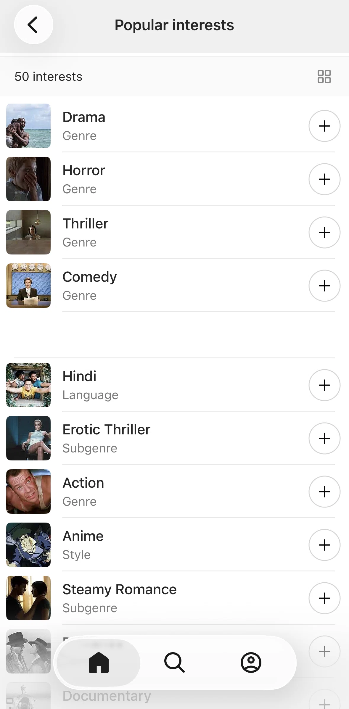 IMDb Screen screen in the Genre detail flow