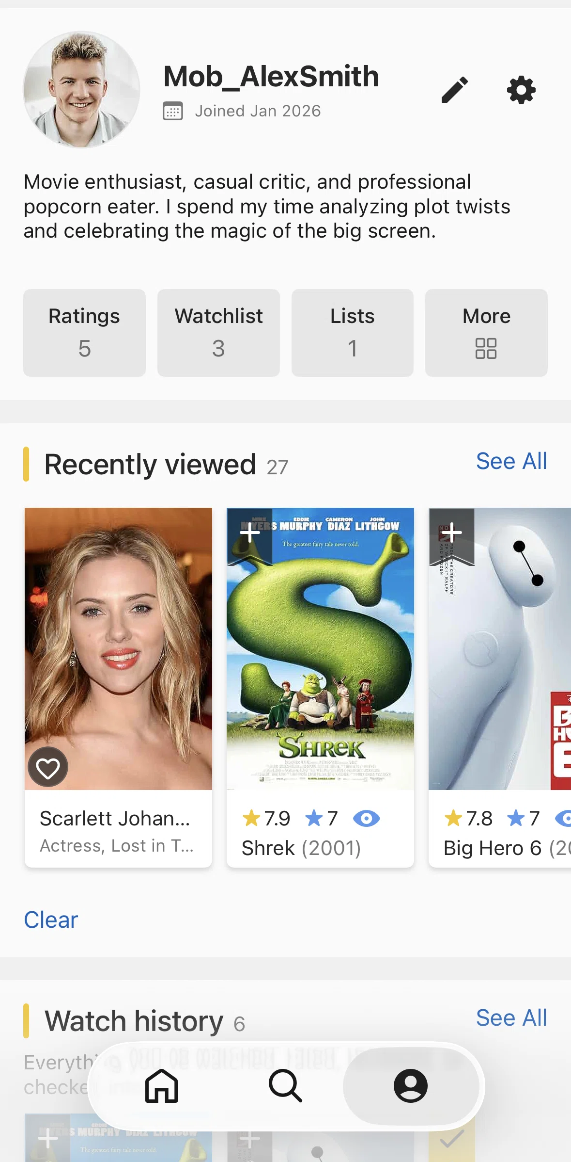 IMDb Screen screen in the Lists flow
