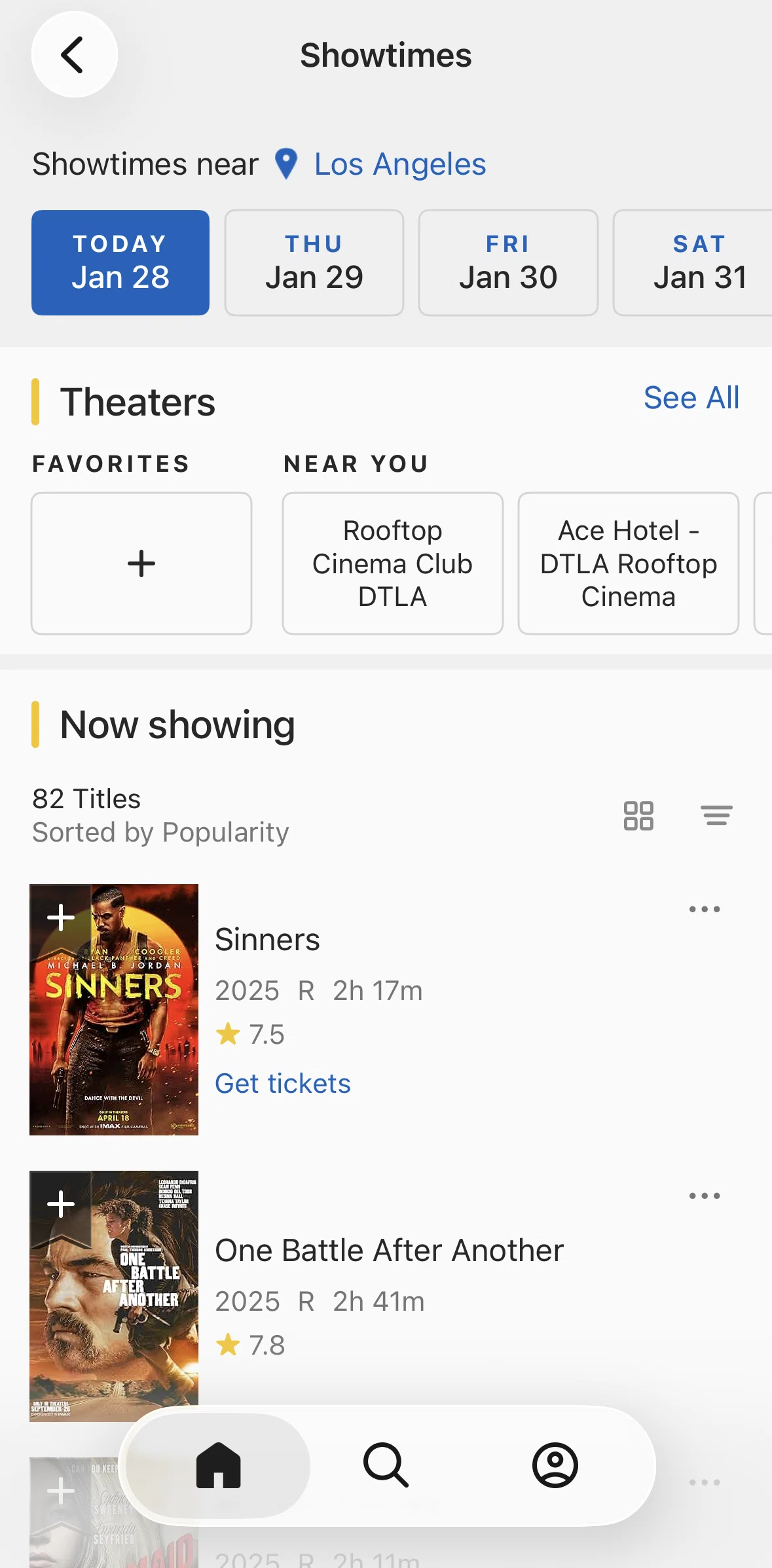 IMDb Screen screen in the Movie showtime flow