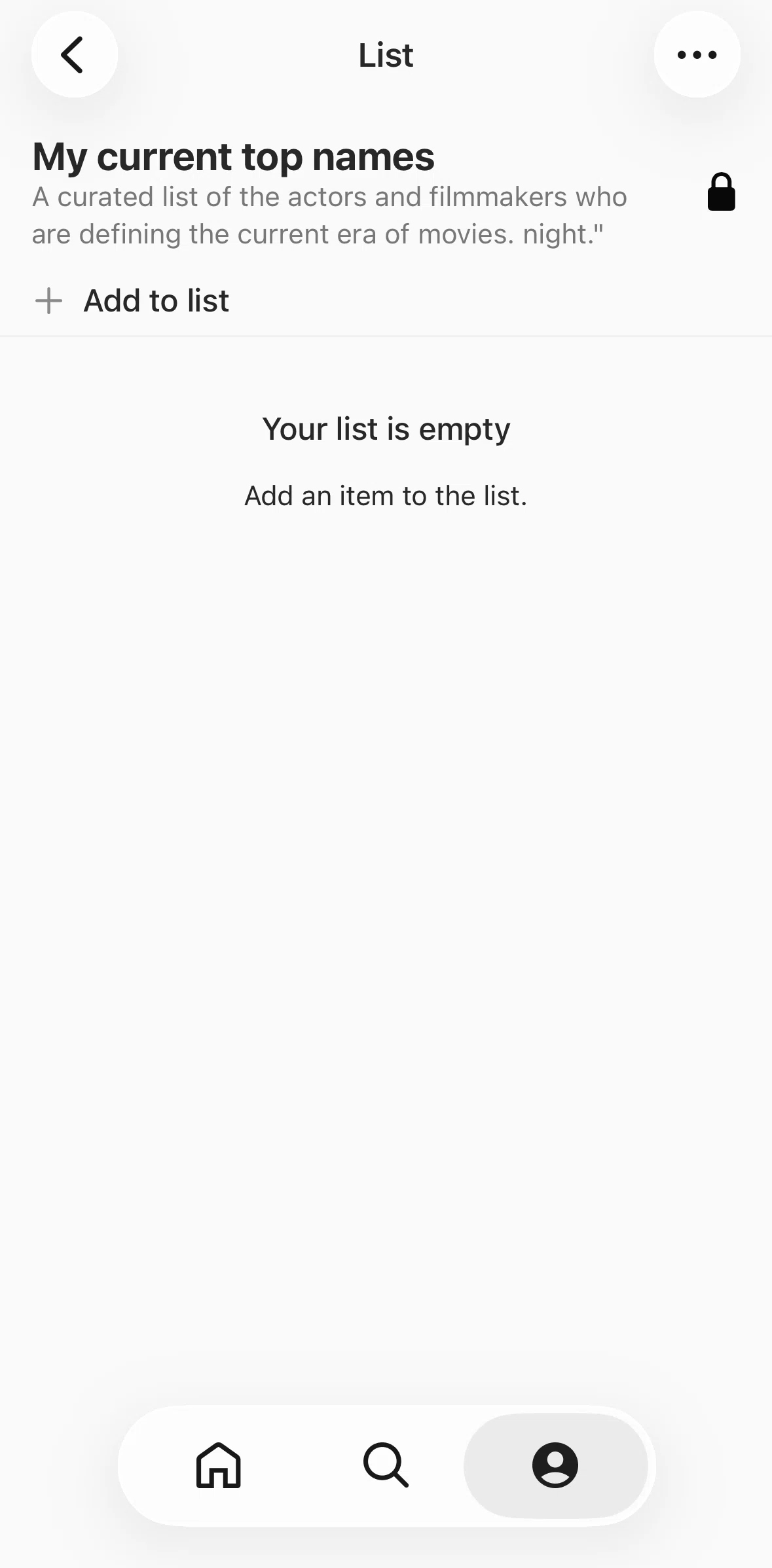 IMDb Screen screen in the Saving a name to a list flow