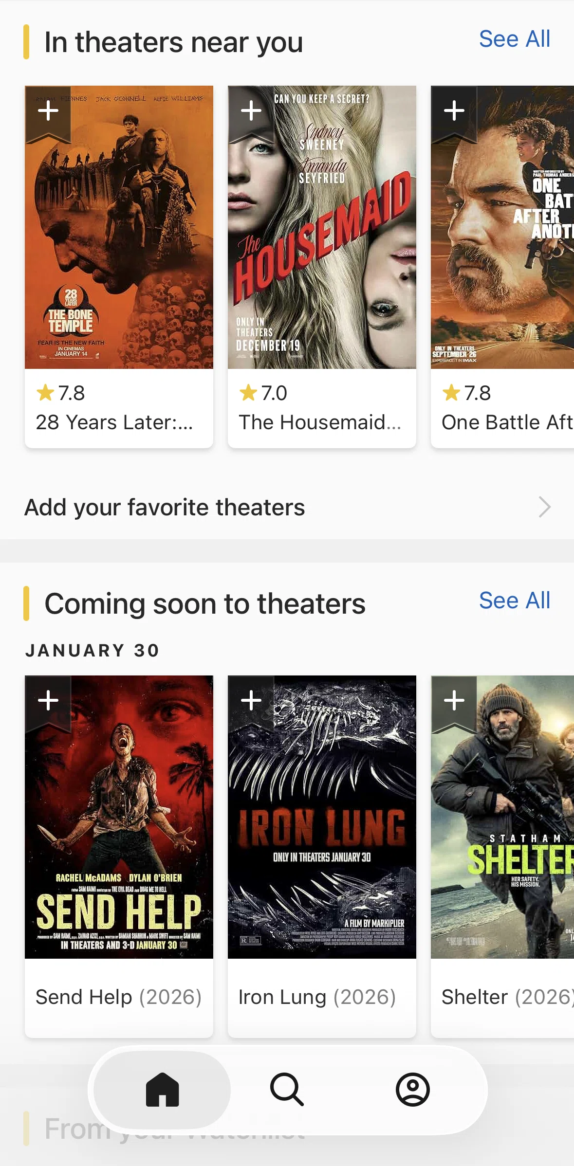 IMDb Screen screen in the Showtimes flow