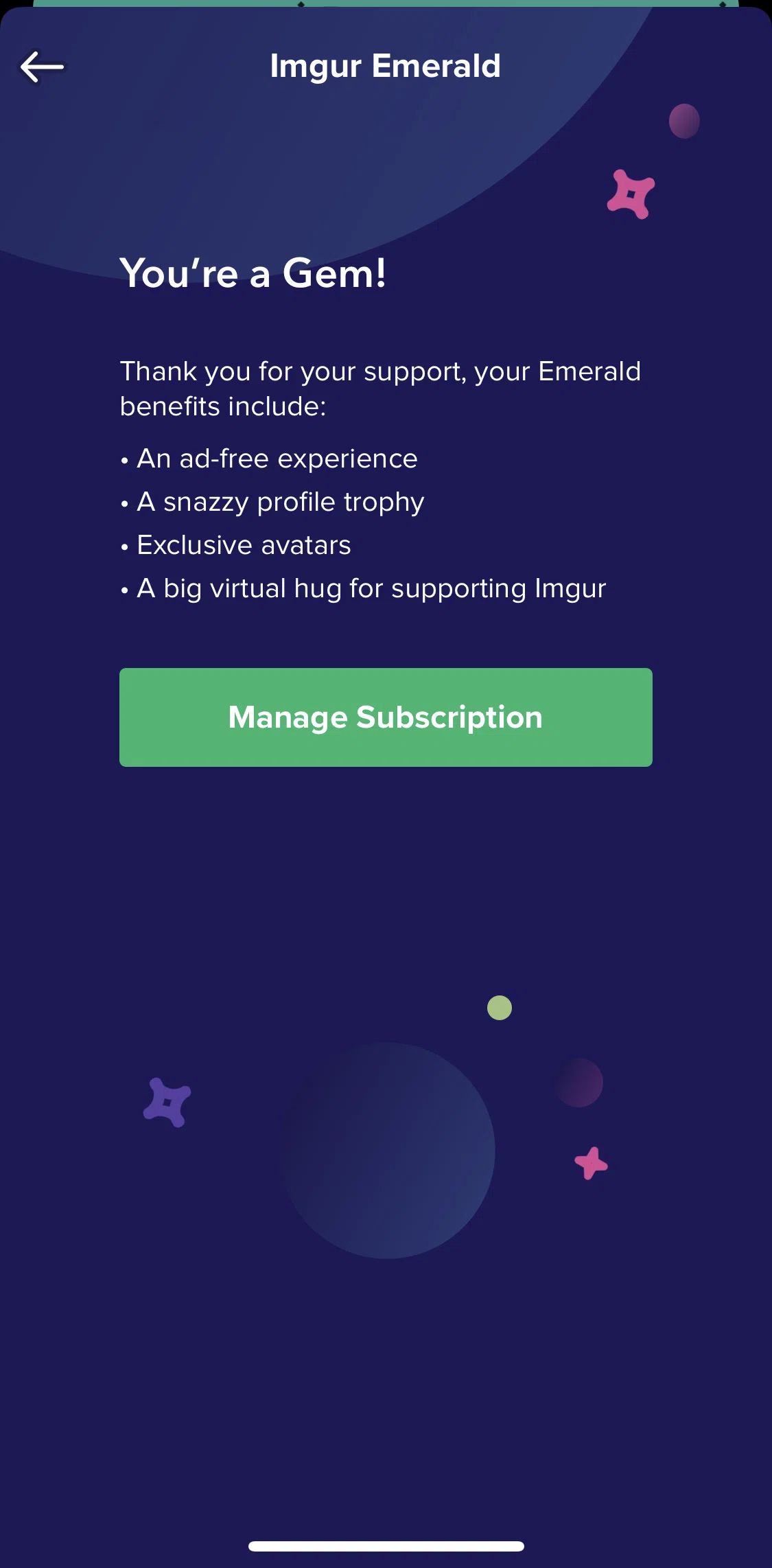Imgur Screen screen in the Cancelling subscription flow