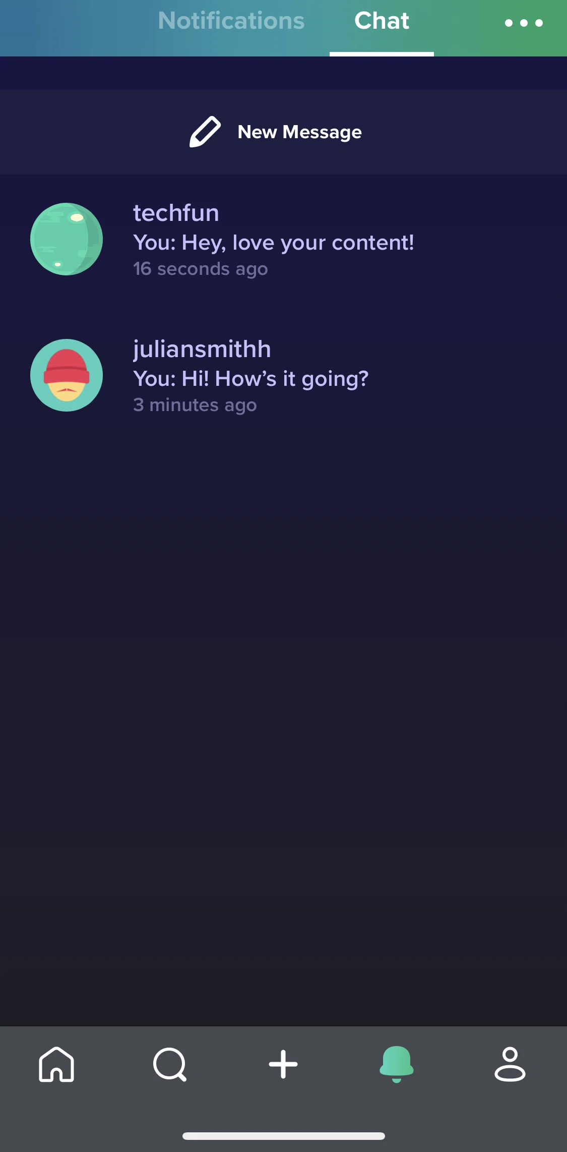 Imgur Screen screen in the Creating a new chat flow