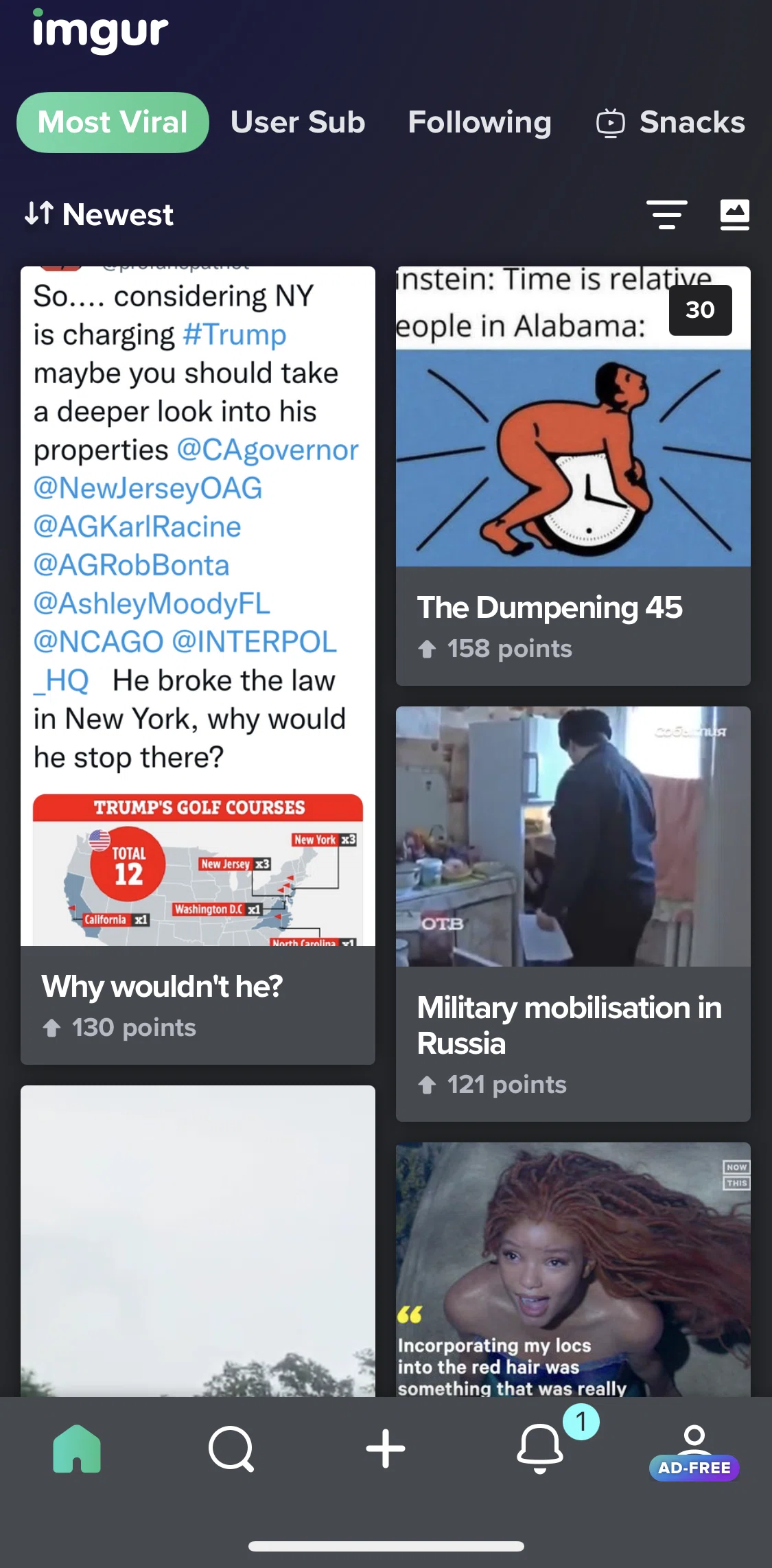 Imgur Screen screen in the Creating a public post flow