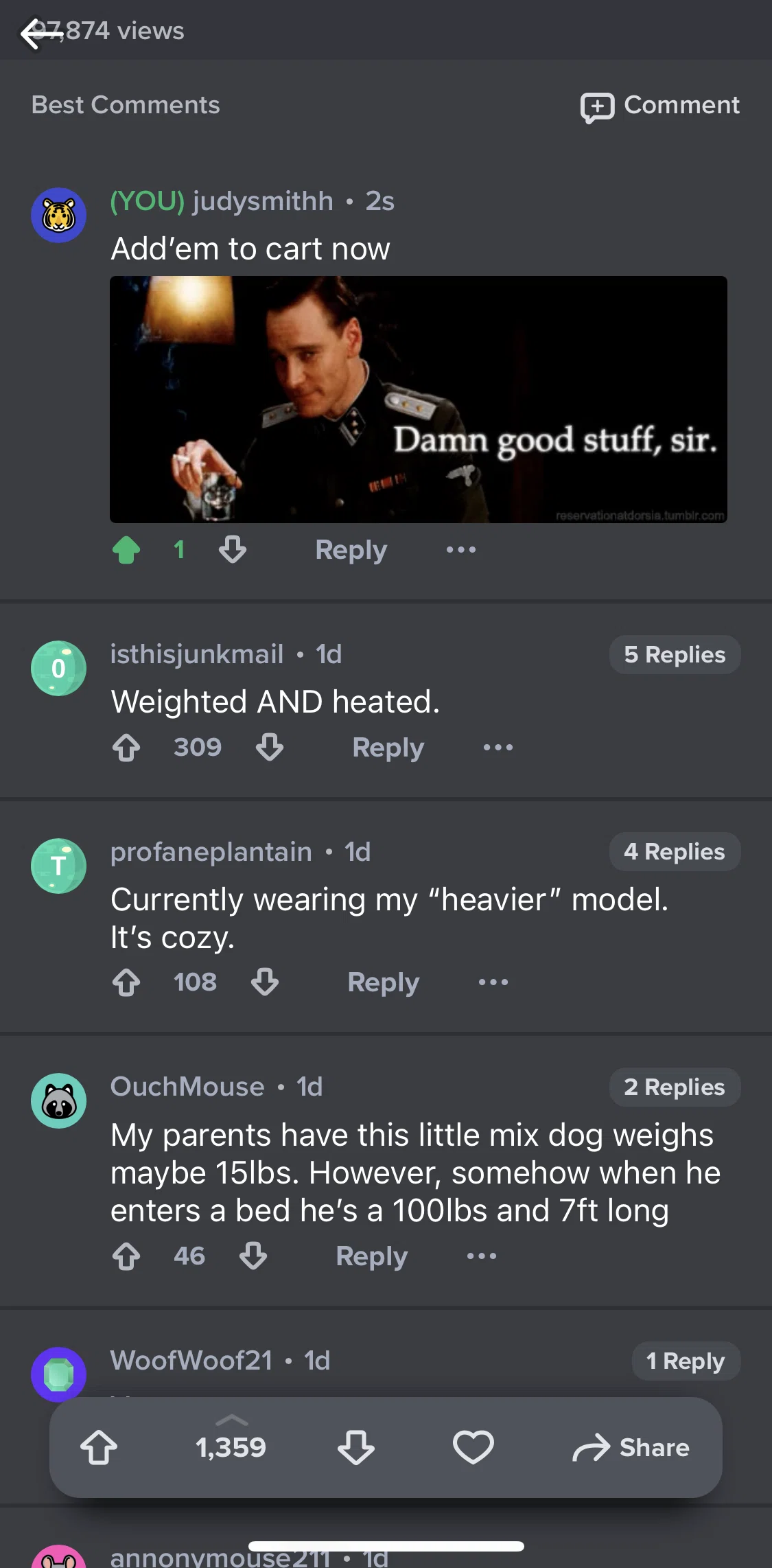 Imgur Screen screen in the Deleting a comment flow
