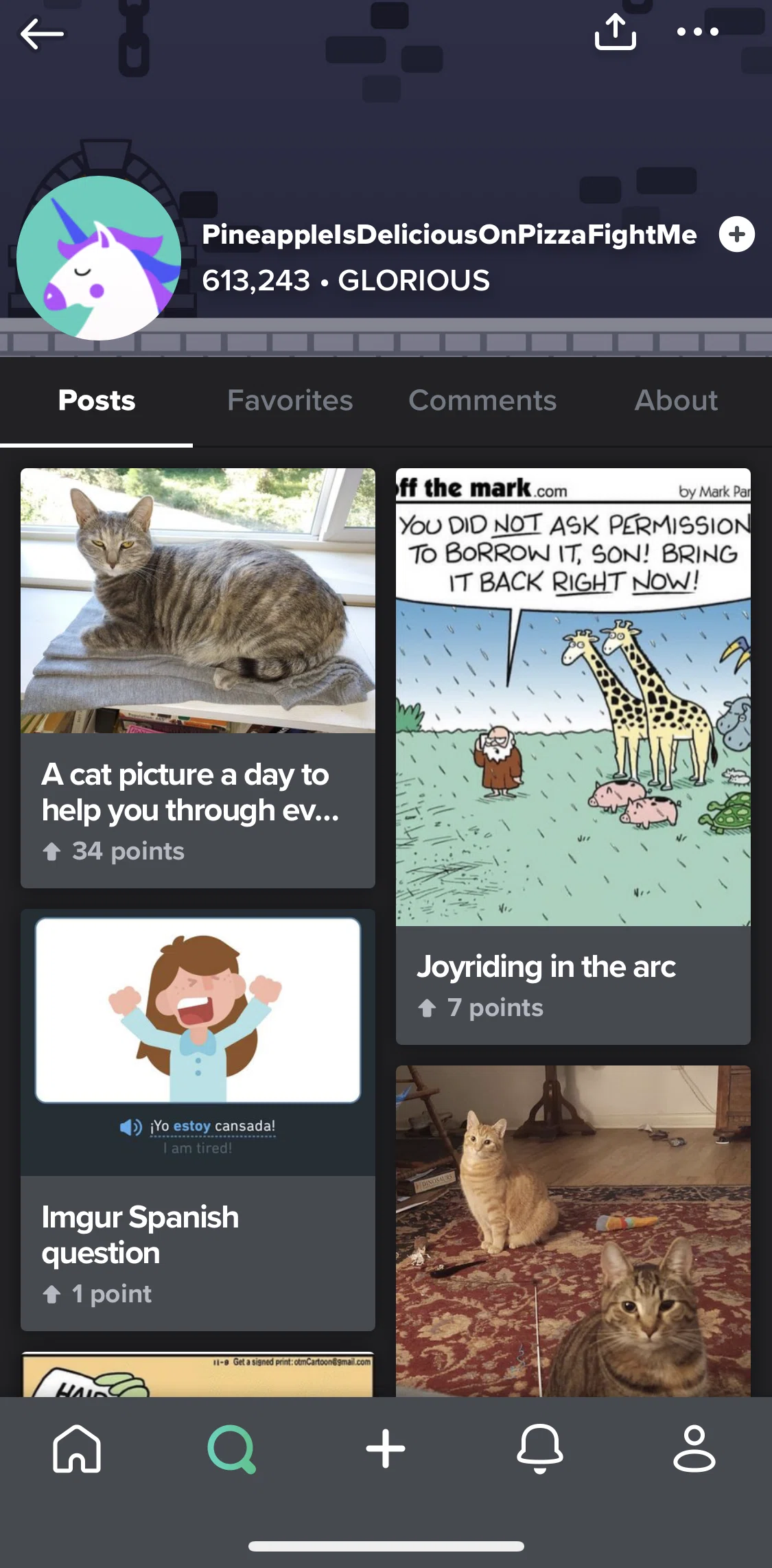 Imgur Screen screen in the Following a user flow